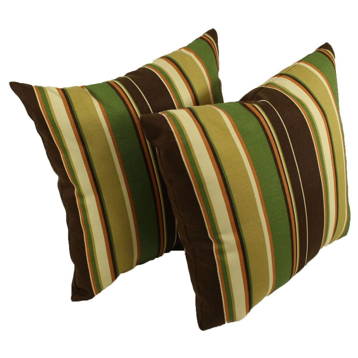 Outdoor Throw Pillow Set By Lava Pillows Green & Brown Stripe BBQGuys