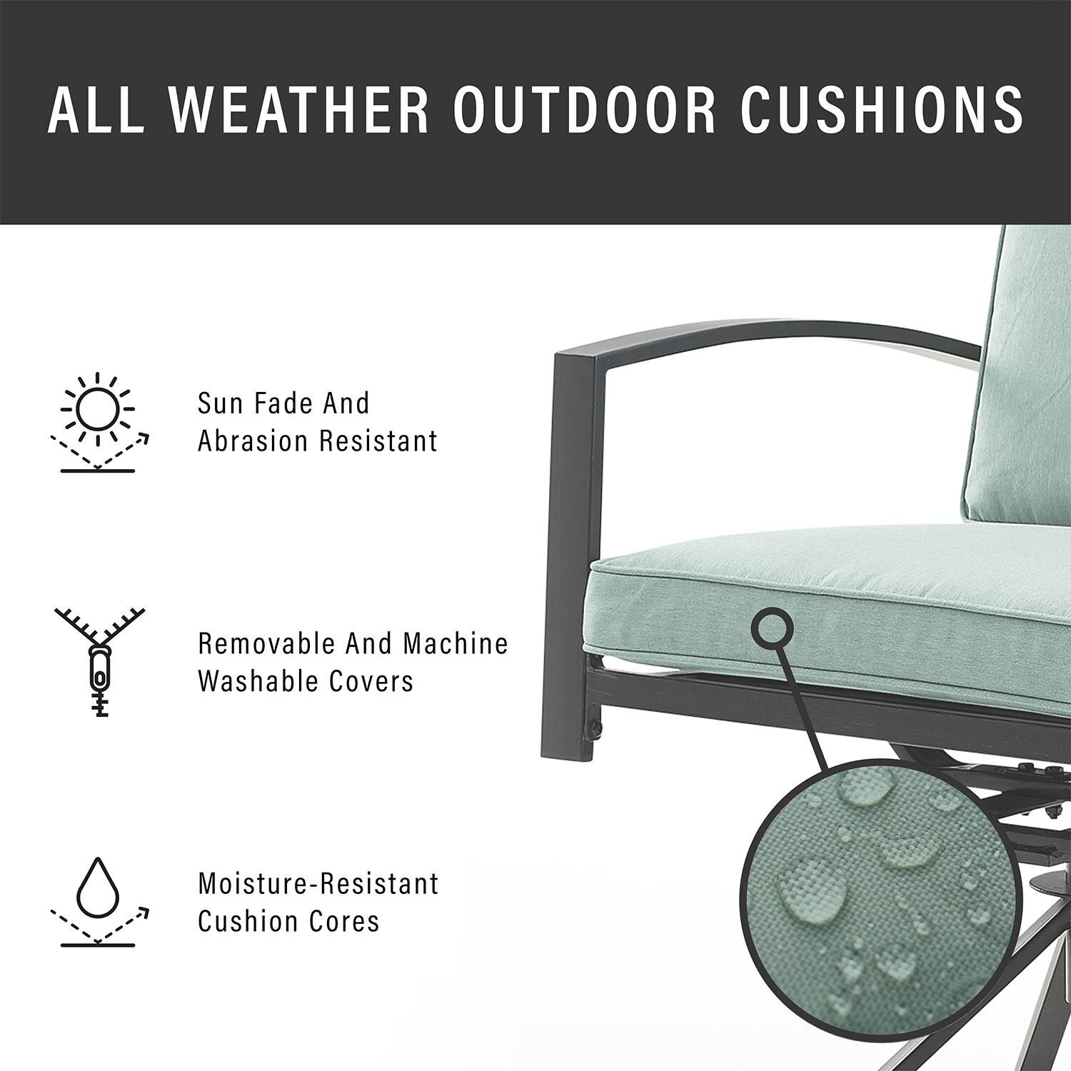 Ultimate Patio UP-82255BZ-MI 7Pc Outdoor Dining Set in Mist W/ Swivel Chairs - Cushions Weather Resistant - Diagram thumbnail