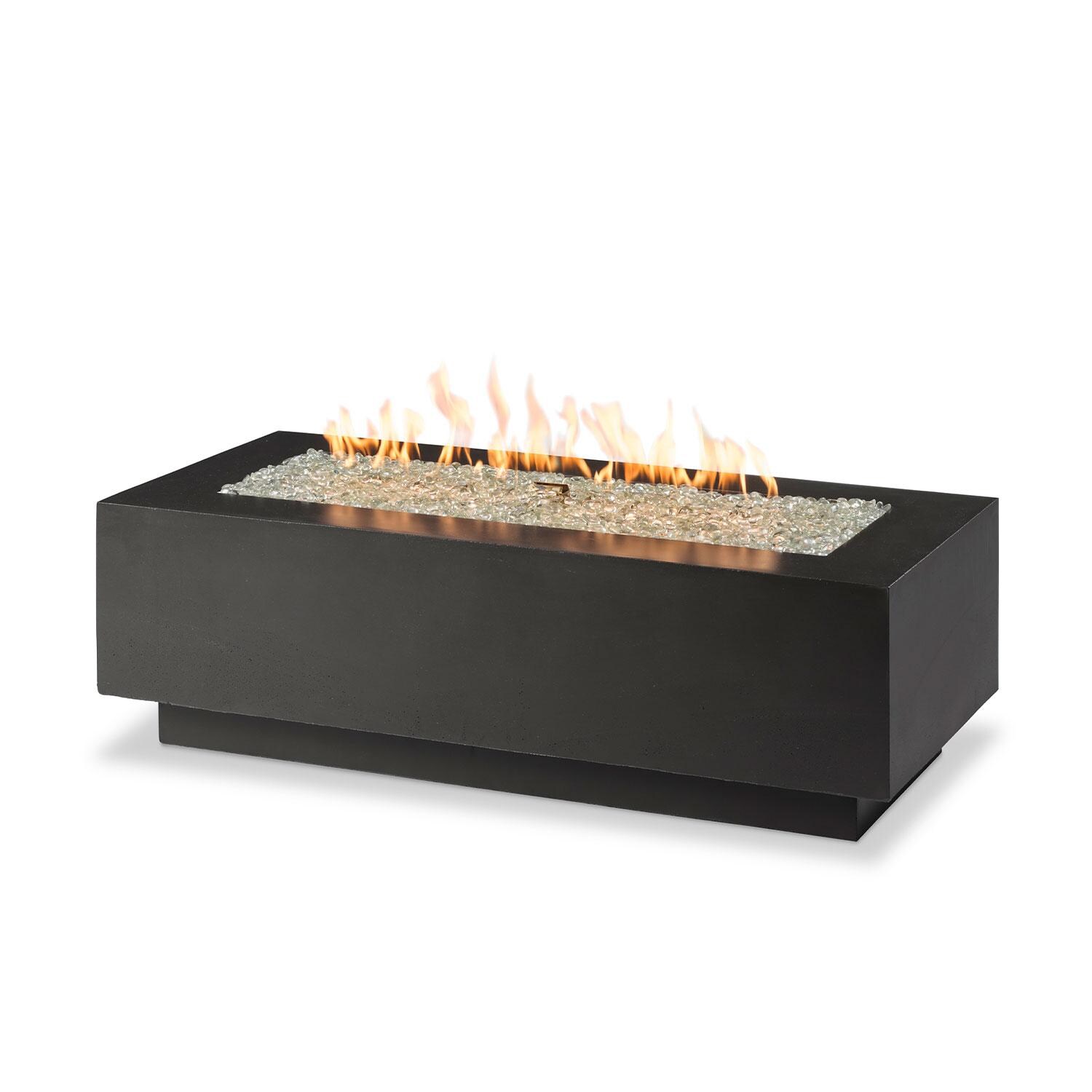 Cove 54-in Rectangular GFRC Concrete Natural Gas (Ships Propane w/ Conversion Kit) Fire Pit Table in Midnight Mist By The Outdoor GreatRoom Company - Display - White Background thumbnail