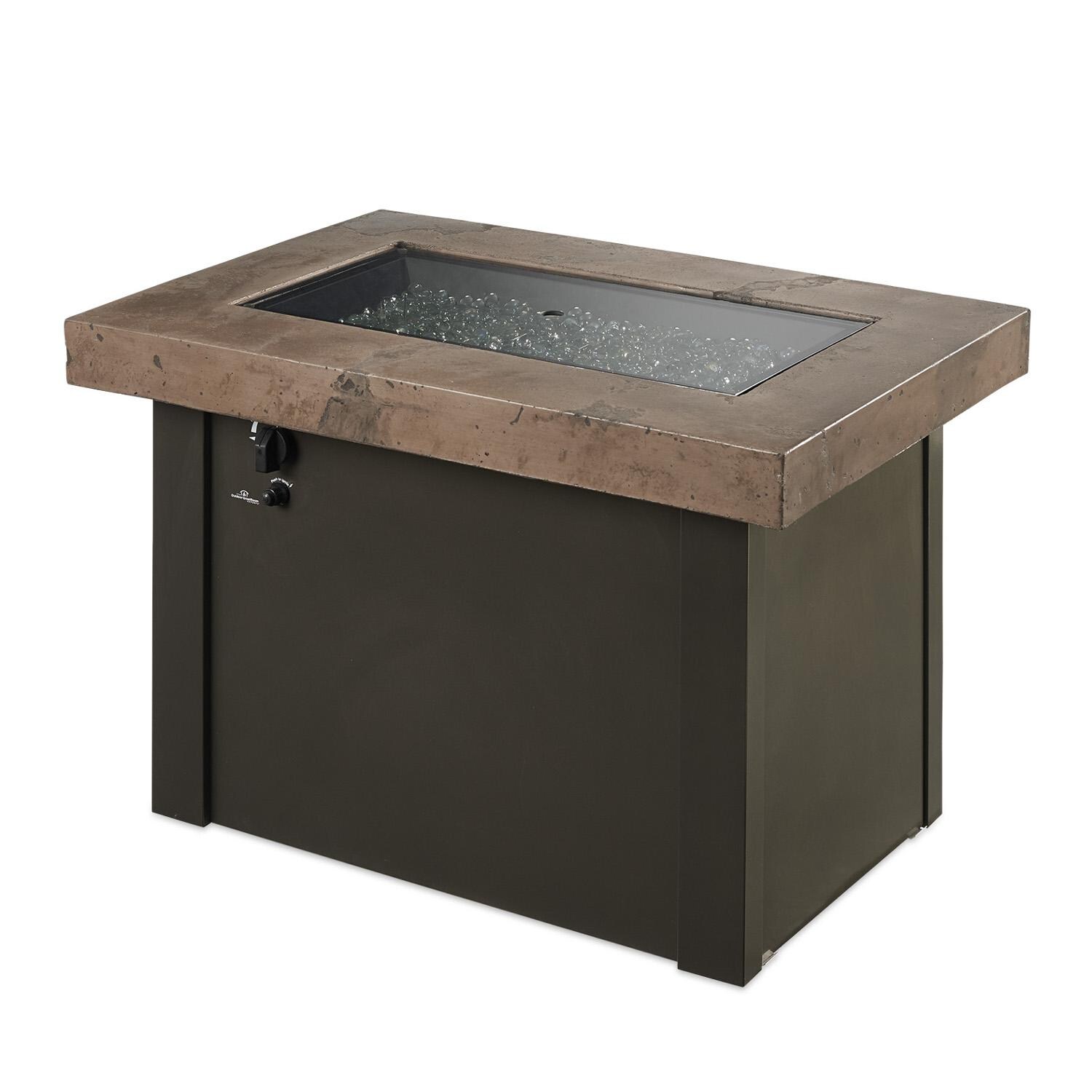 The Outdoor GreatRoom Company Providence Rectangular Gas Fire Pit Table - Brown - Includes grey glass burner cover thumbnail