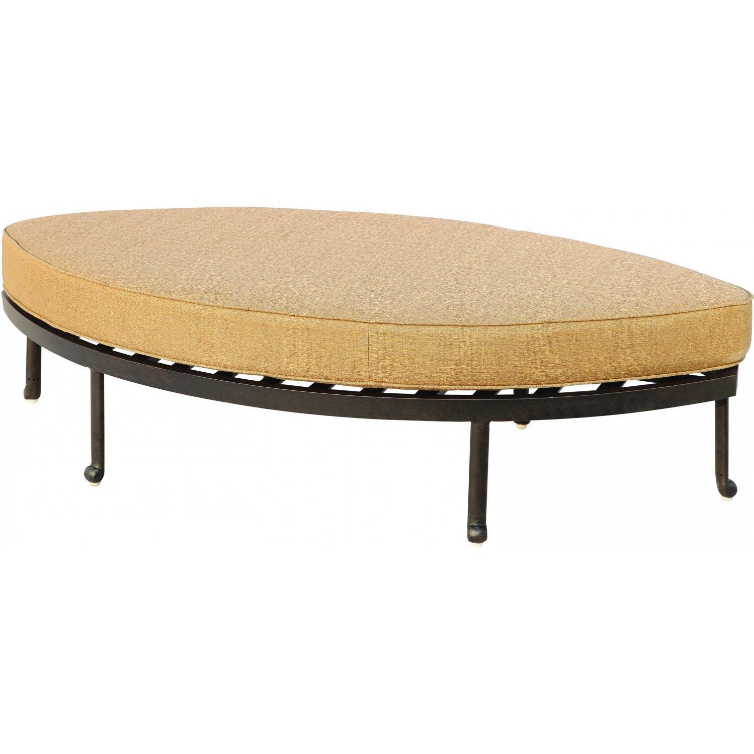 Santa Anita Cast Aluminum Leaf Shape Patio Ottoman W/ Sesame Sunbrella Cushions By Darlee - Display - White Background thumbnail