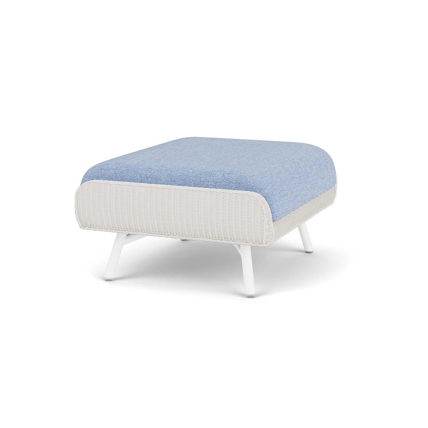 Lloyd Flanders Essence Ottoman W/Demo Skyway Fabric - Matte White Finish - Angled thumbnail