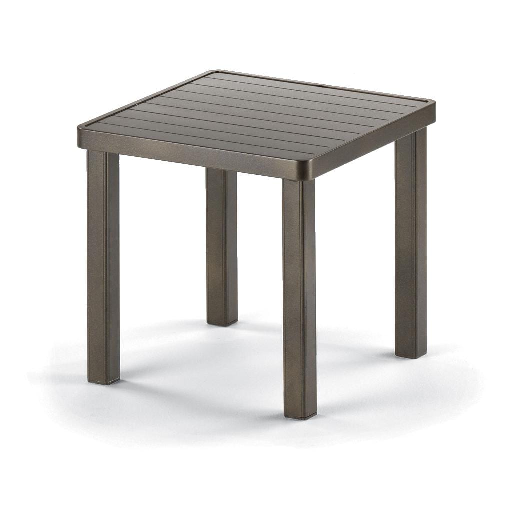 Telescope Casual 18 Inch Square Aluminum End Table With Slat Top - Textured Beachwood