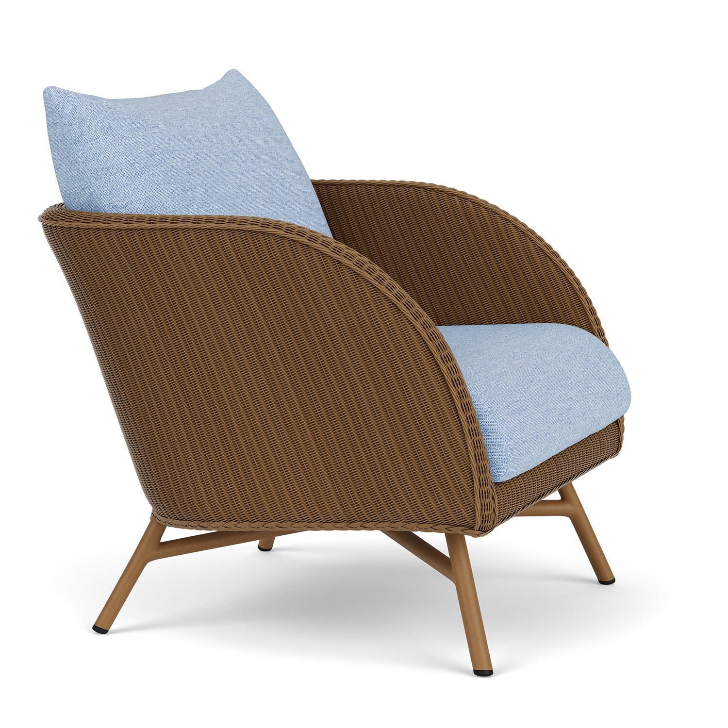 Lloyd Flanders Essence Lounge Chair W/Demo Skyway Fabric - Hickory Finish - Angled thumbnail