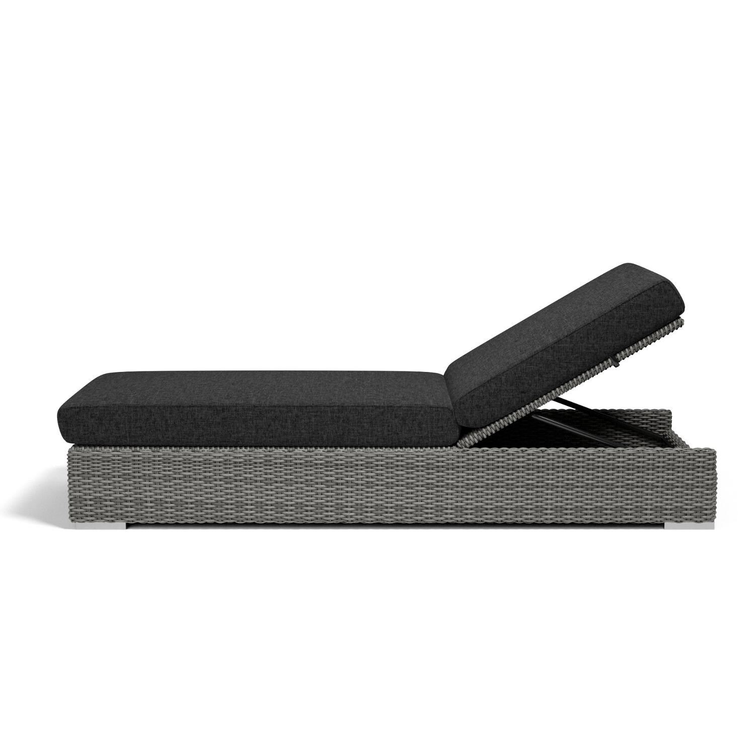 Sunset West - 1802-9-48085 - Emerald II Resin Wicker Adjustable Patio Chaise W/ Sunbrella Spectrum Carbon Cushions - Side View thumbnail