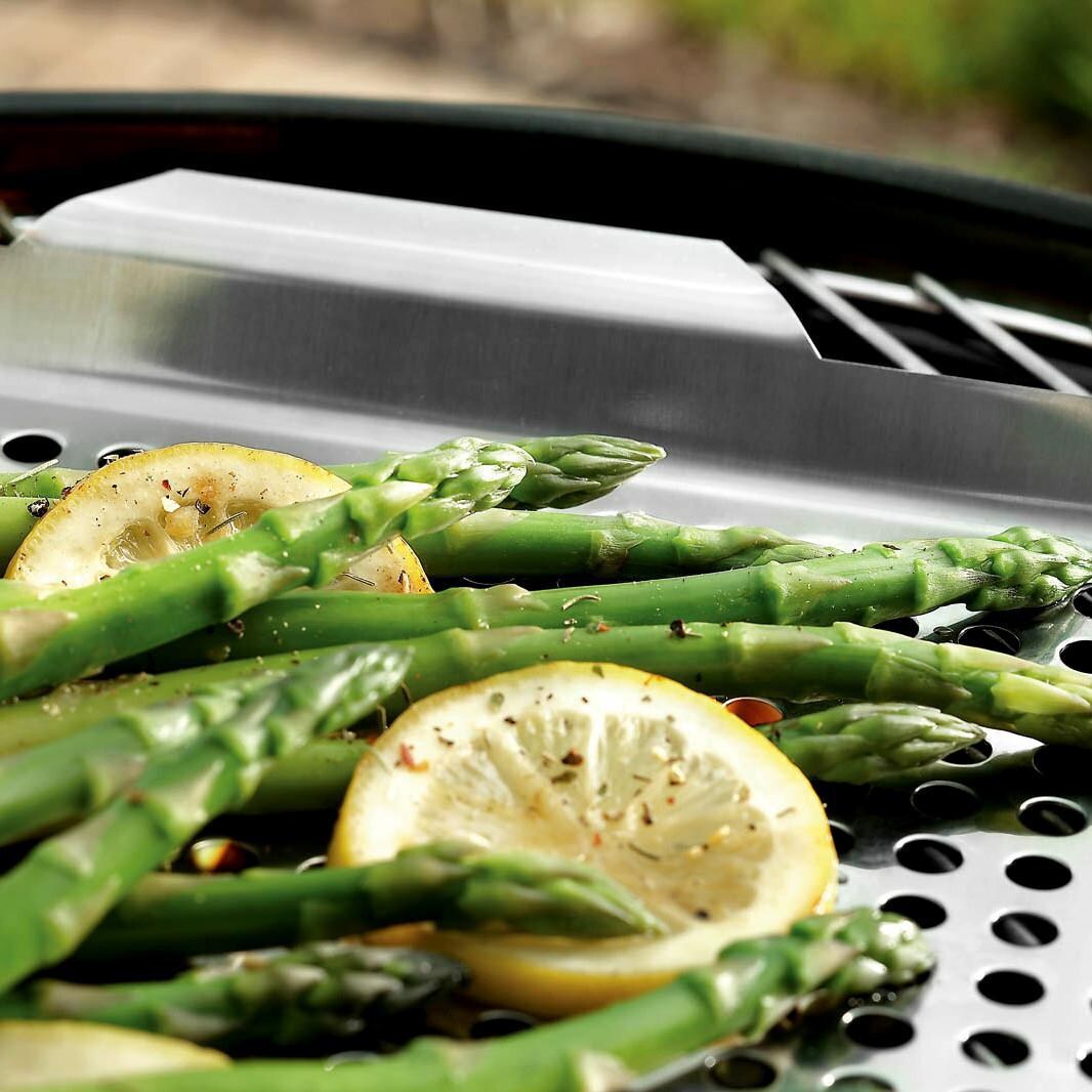 Outset 17 X 11-Inch Stainless Steel Large Grill Grid With Handles - Handle Close-Up thumbnail