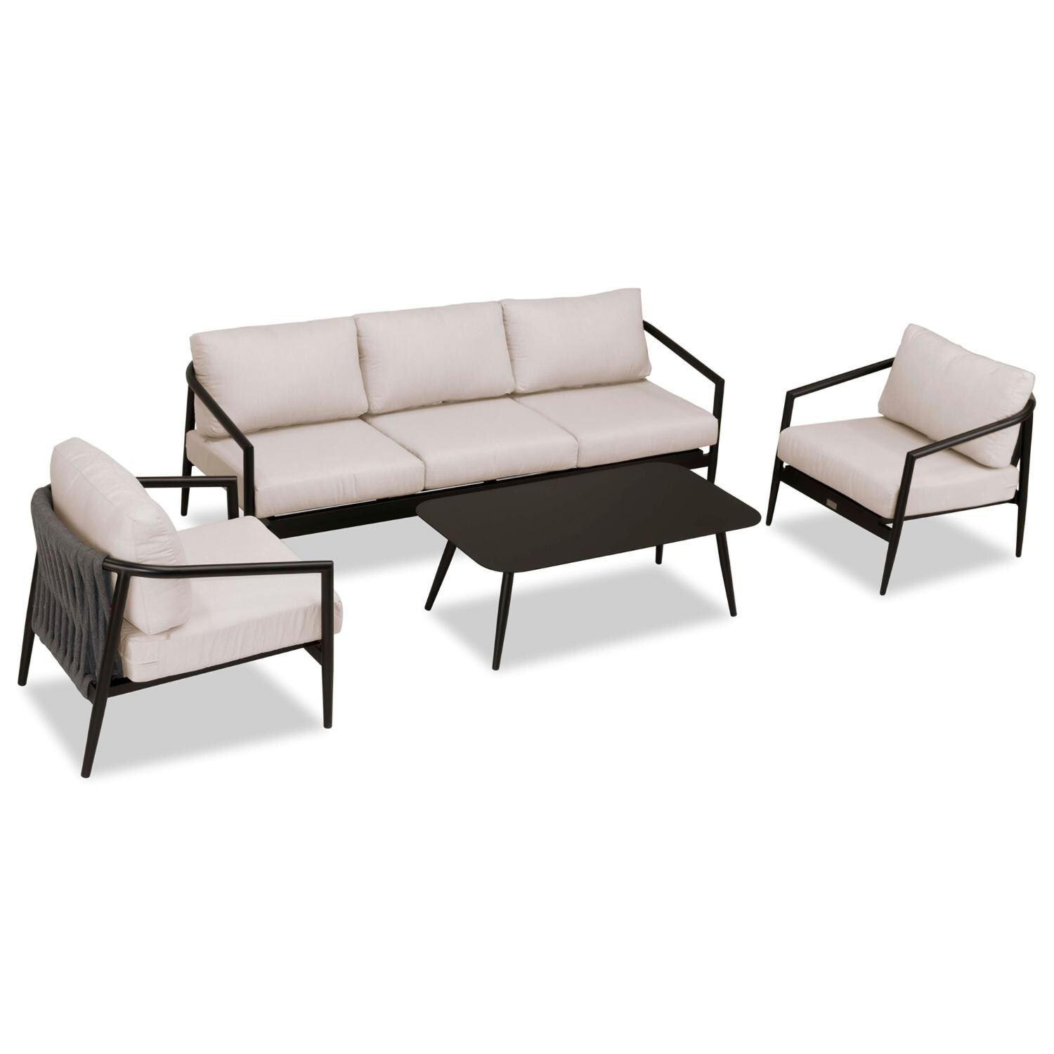 Lakeview Midnight Cove 4 Pc Aluminum Sofa Seating Set in Black/Carbon/Cast Silver - Top - White Background thumbnail