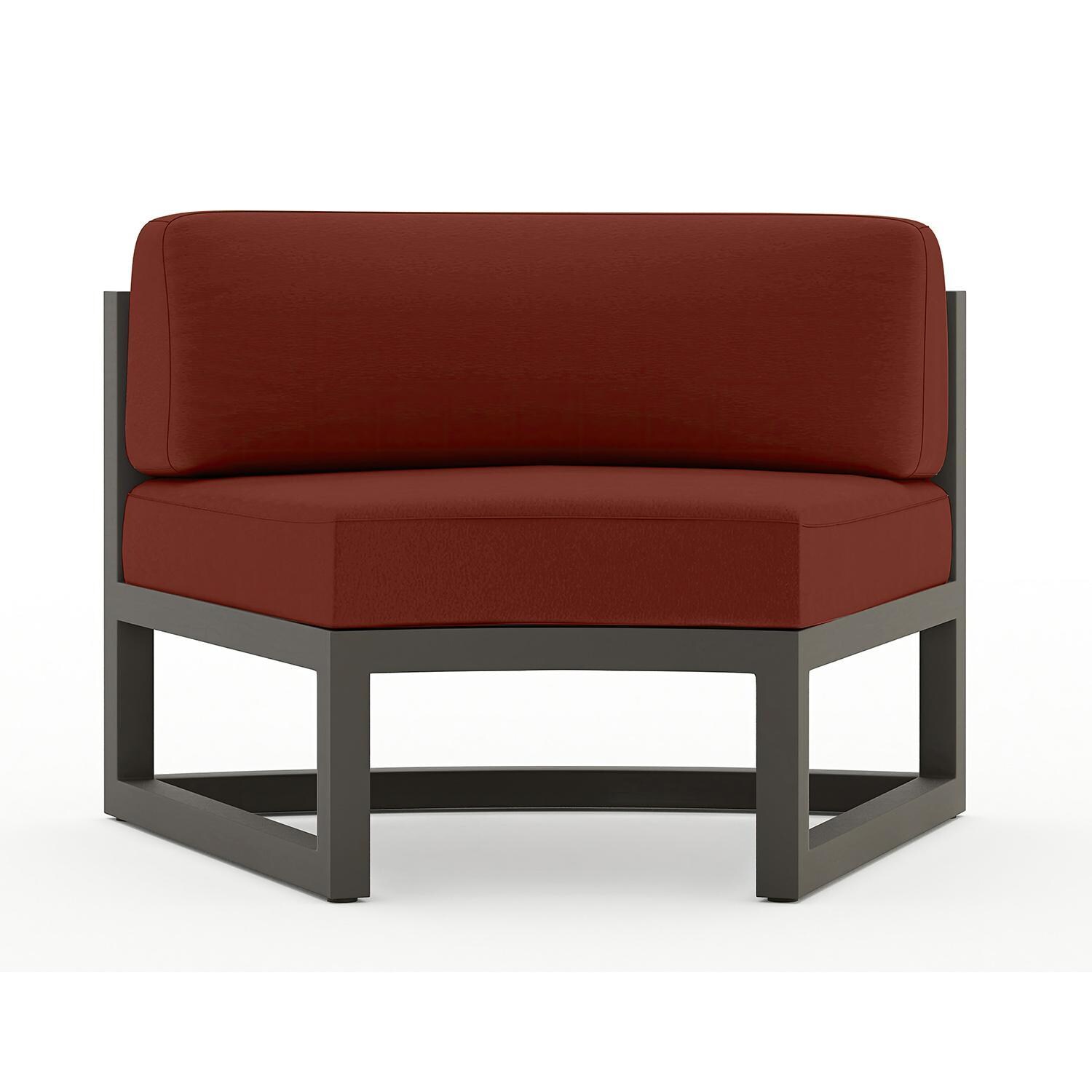 Misty Cove 7 Piece Curve Sectional Set in Slate w/Coffee Table & Canvas Henna Cushions by Lakeview - Curve Seat - White Background thumbnail