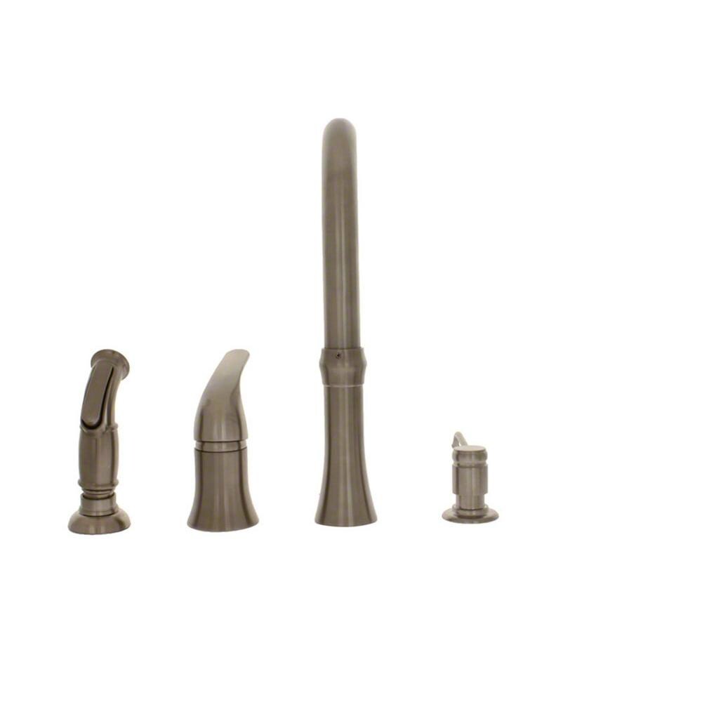 SIR Faucets Wide Spread Kitchen Faucet With Soap Dispenser And Spray - Brushed Nickel - Rear View thumbnail