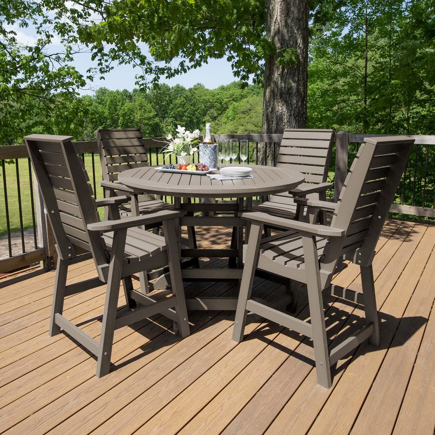 Elm Pointe 5 Pc Set Recycled Plastic Counter Height Dining Set In Woodland Brown By Lakeview - Lifestyle thumbnail