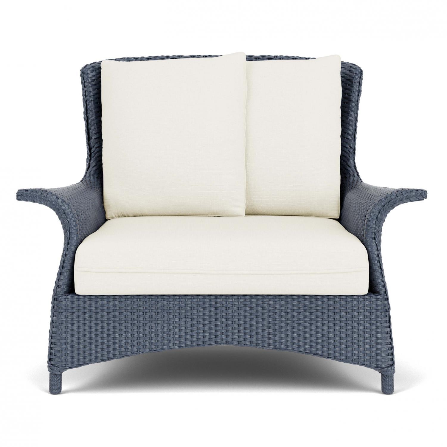 Lloyd Flanders Mandalay Chair and a Half in Denim Blue Finish with Sailcloth Salt Fabric thumbnail