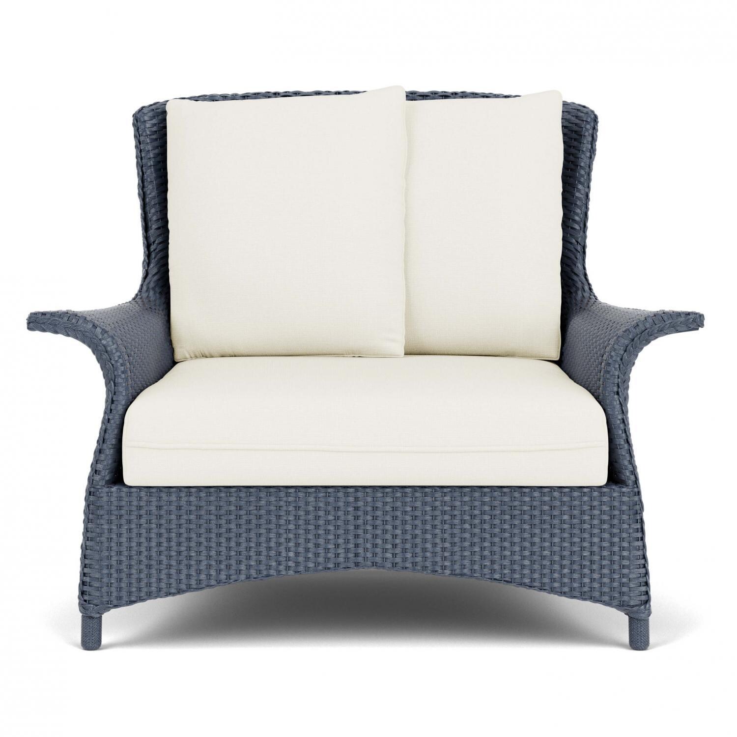 Mandalay Lloyd Loom Club Chair & a Half in Denim Blue/Sailcloth Salt by Lloyd Flanders