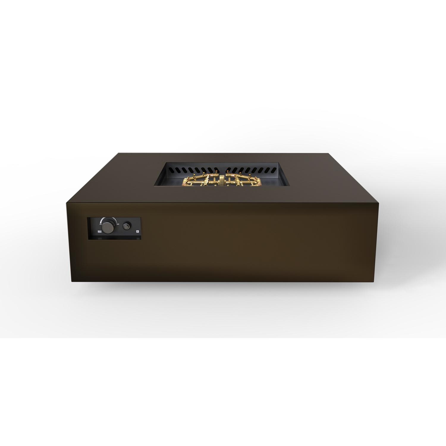 AON 56 Inch Square Powder Coated Steel Propane Fire Pit in Bronze by Warming Trends