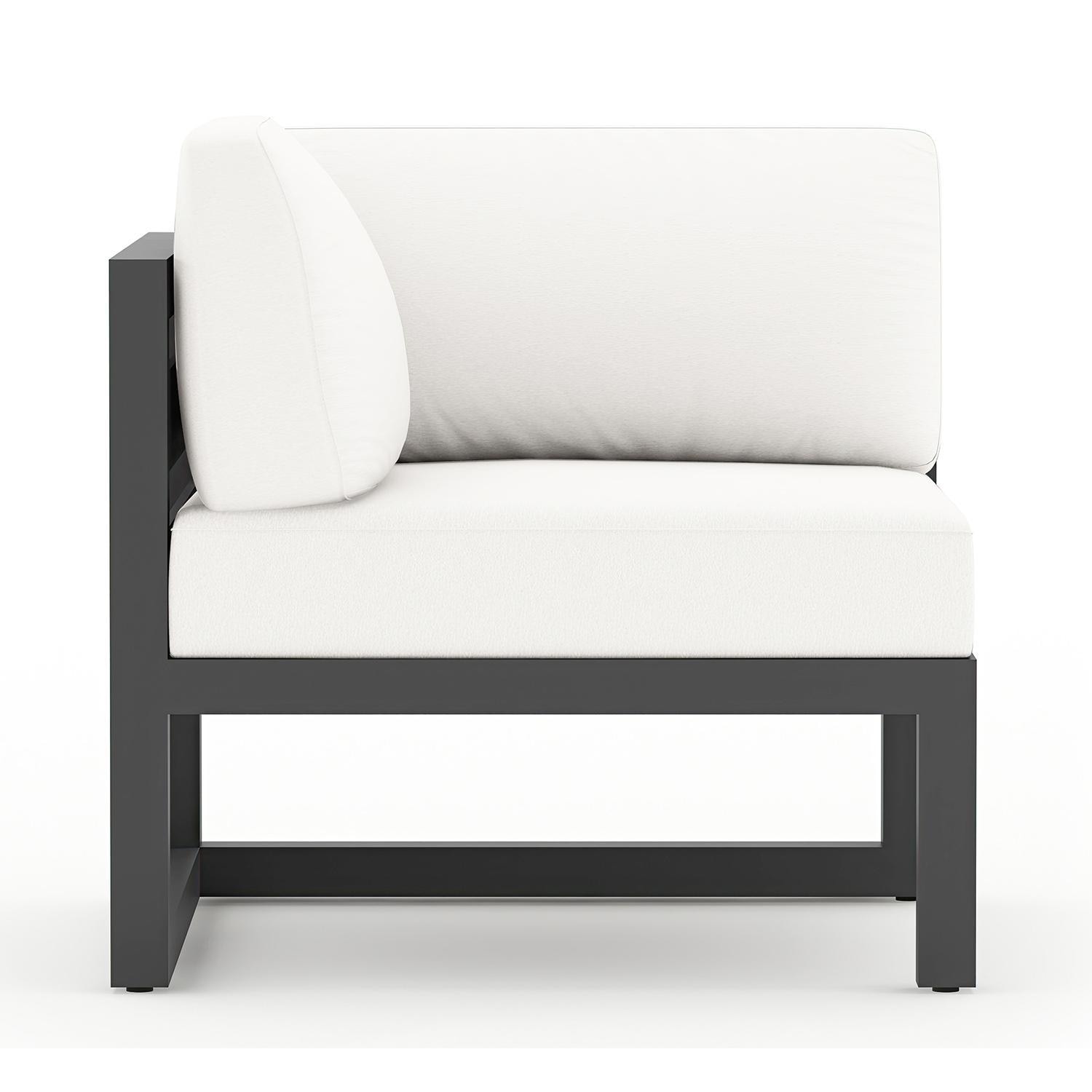 Misty Cove Aluminum Corner Club Chair in Slate w/Canvas Natural Cushions by Lakeview - White Background thumbnail