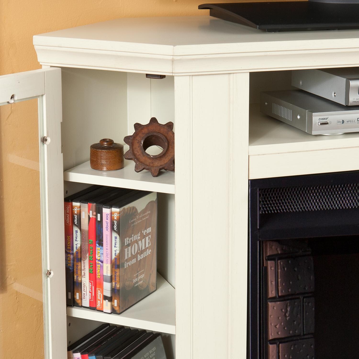 Southern Enterprises Claremont 48-Inch Electric Fireplace Media Console - Ivory - Detail thumbnail