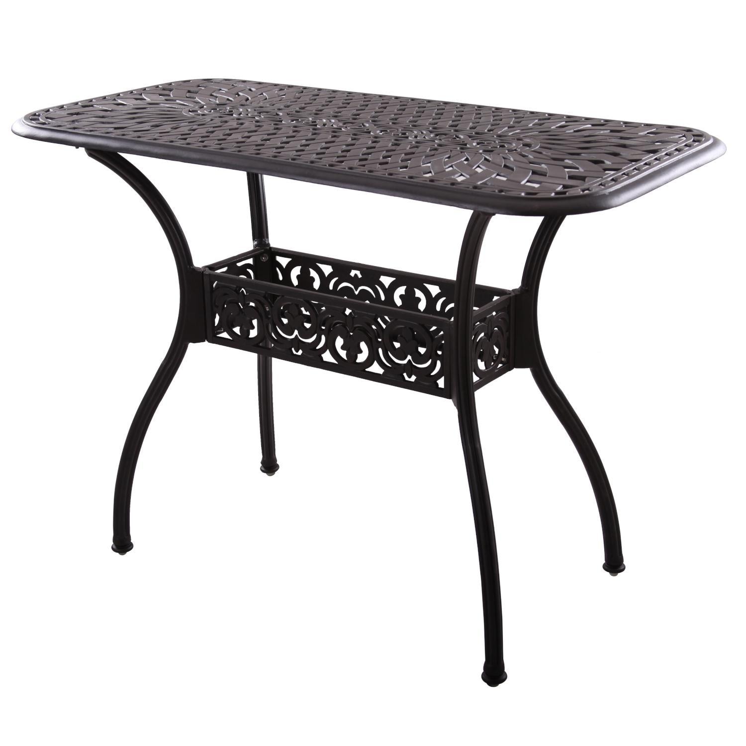Darlee 201030-5PC-60CB Sedona 5 Piece Cast Aluminum Patio Counter Height Bar Set W/ 52 X 26 Inch Rectangular Table & Beige Canvas Cushions - Bar Table thumbnail