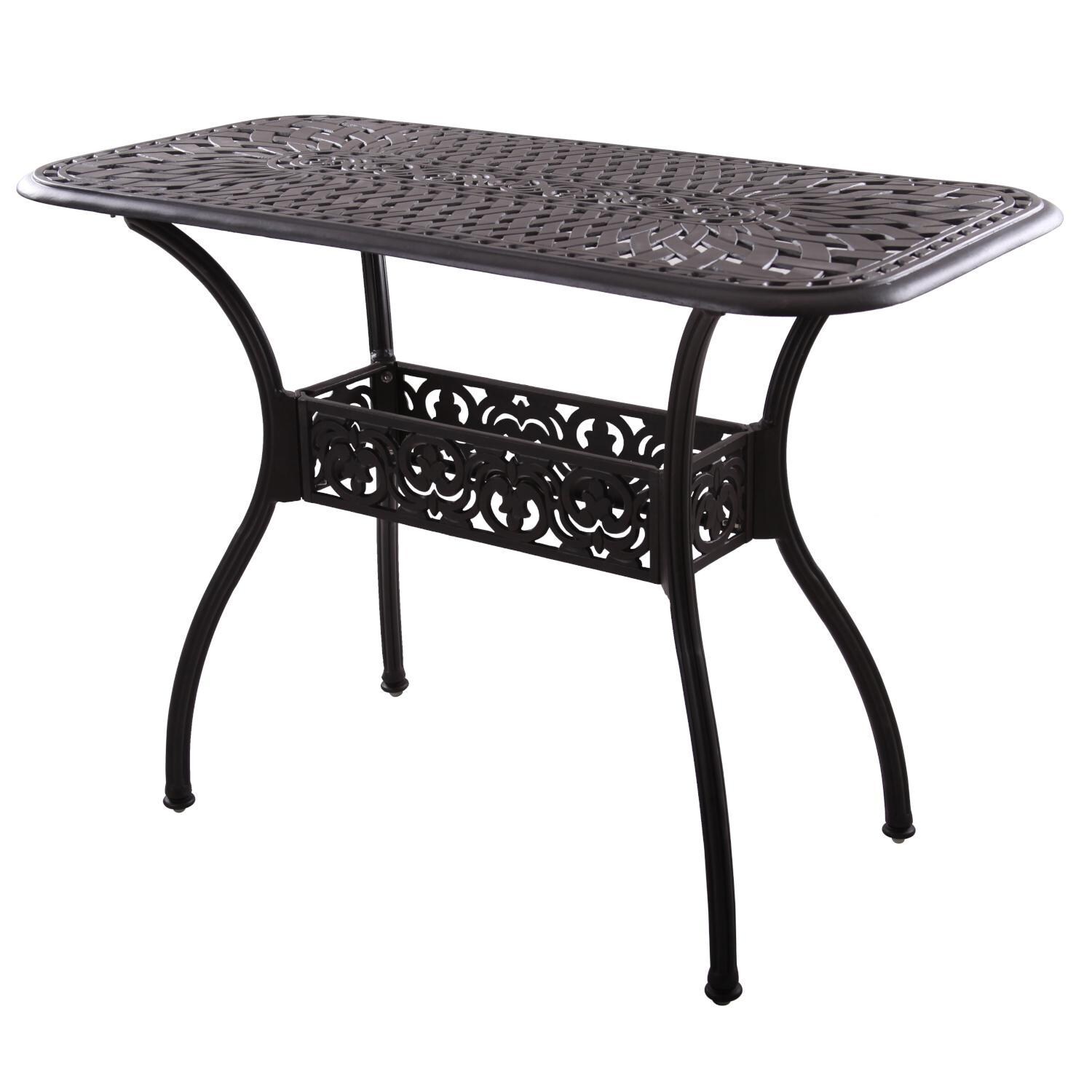 Darlee 201030-5PC-60CB Sedona 5 Piece Cast Aluminum Patio Counter Height Bar Set W/ 52 X 26 Inch Rectangular Table & Beige Canvas Cushions - Bar Table thumbnail