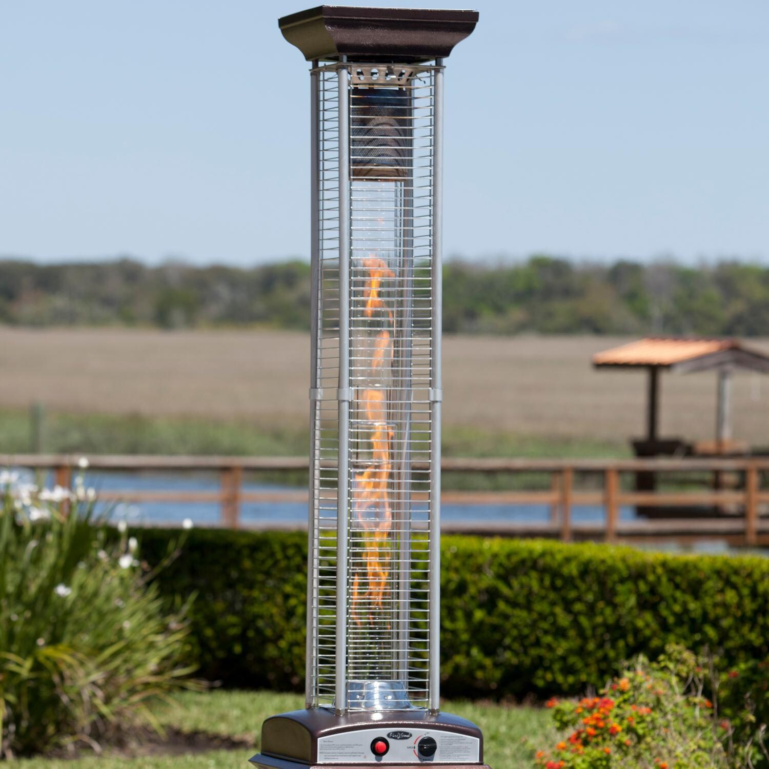Ultimate Patio 46,000 BTU Square Propane Gas Flame Patio Heater Hammered Bronze 62224 BBQGuys