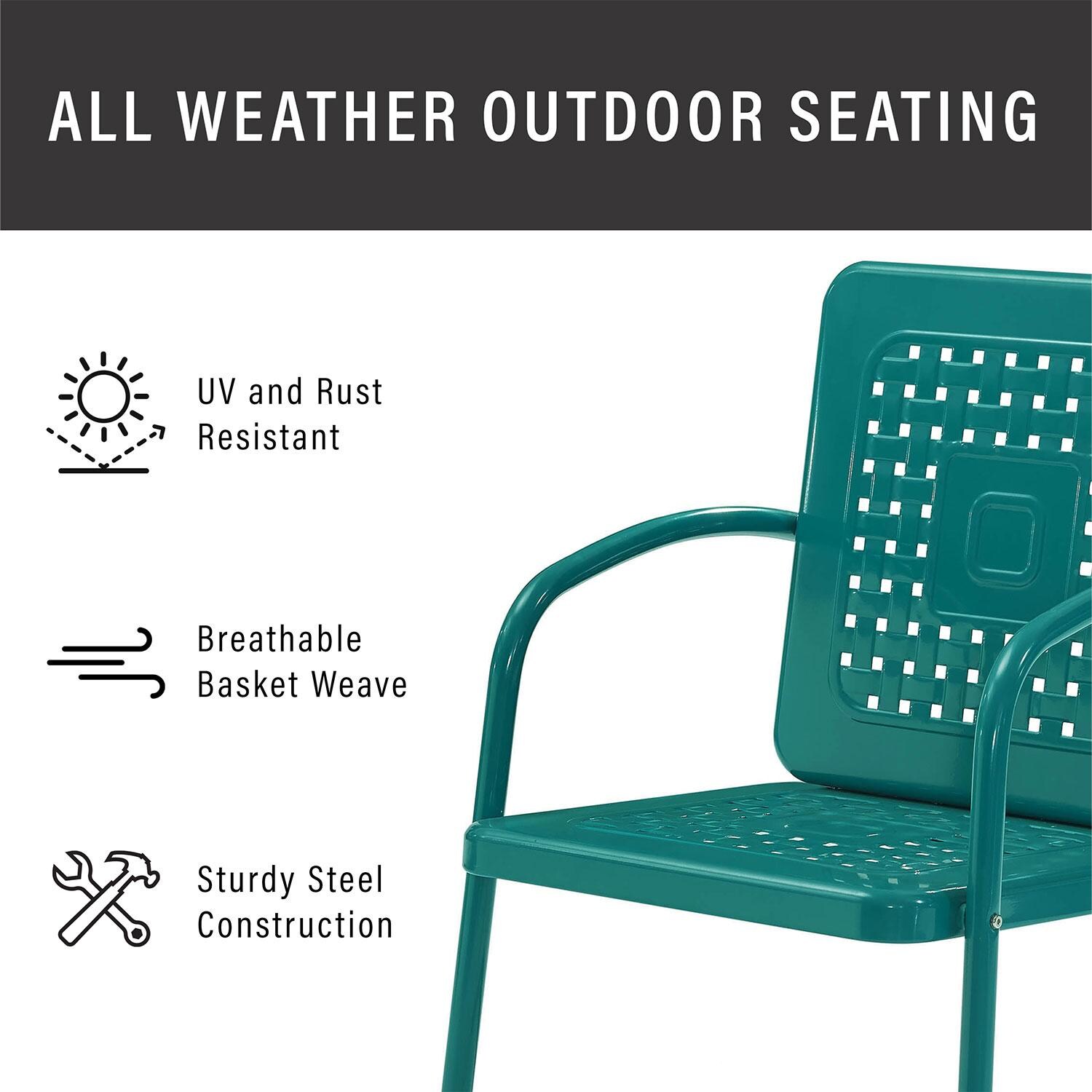 Ultimate Patio UP-32242TU 3Pc Retro Outdoor Bistro Set in Turquoise - Weather Resistant - Diagram thumbnail