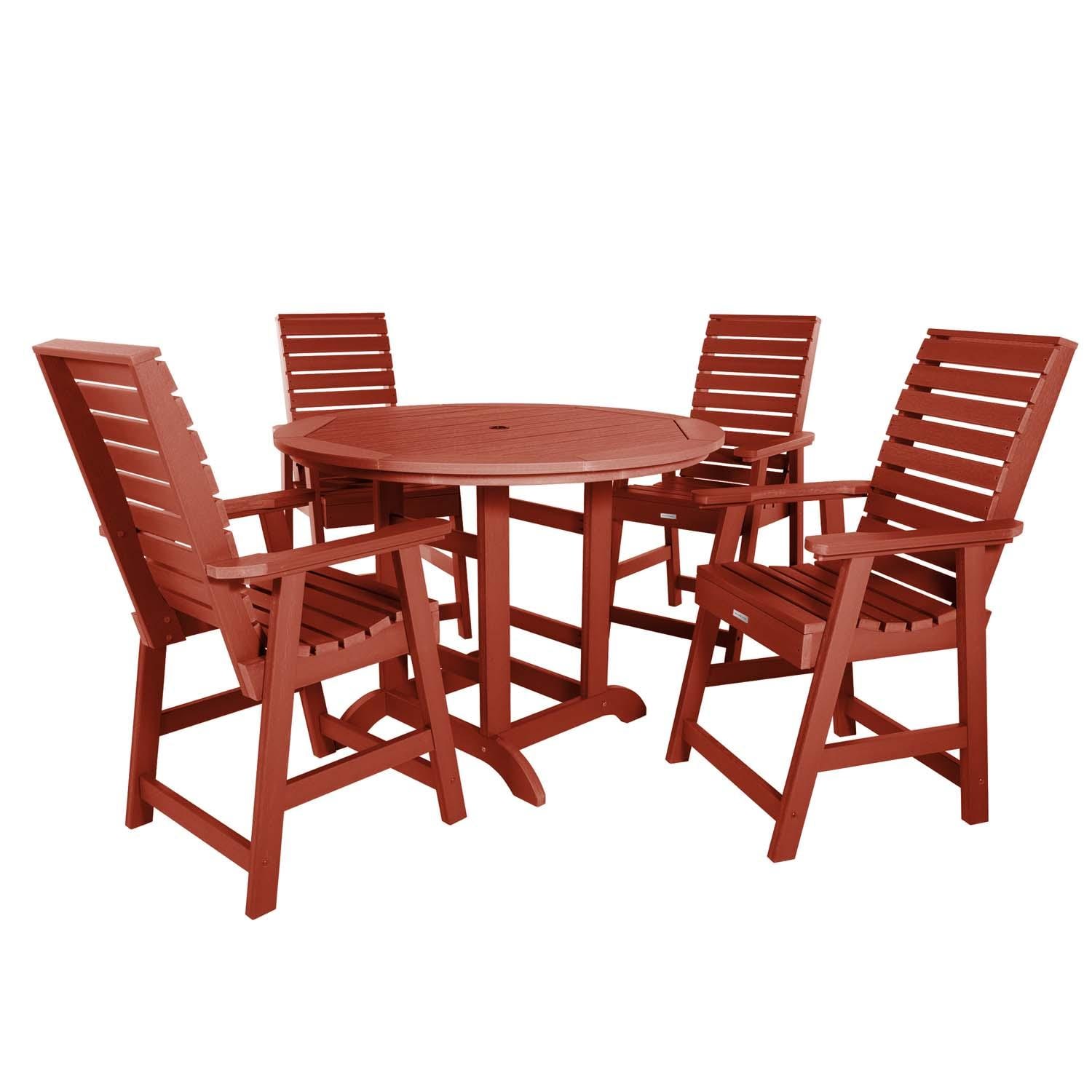 Elm Pointe 5 Pc Set Recycled Plastic Counter Height Dining Set In Rustic Red By Lakeview - White Background thumbnail