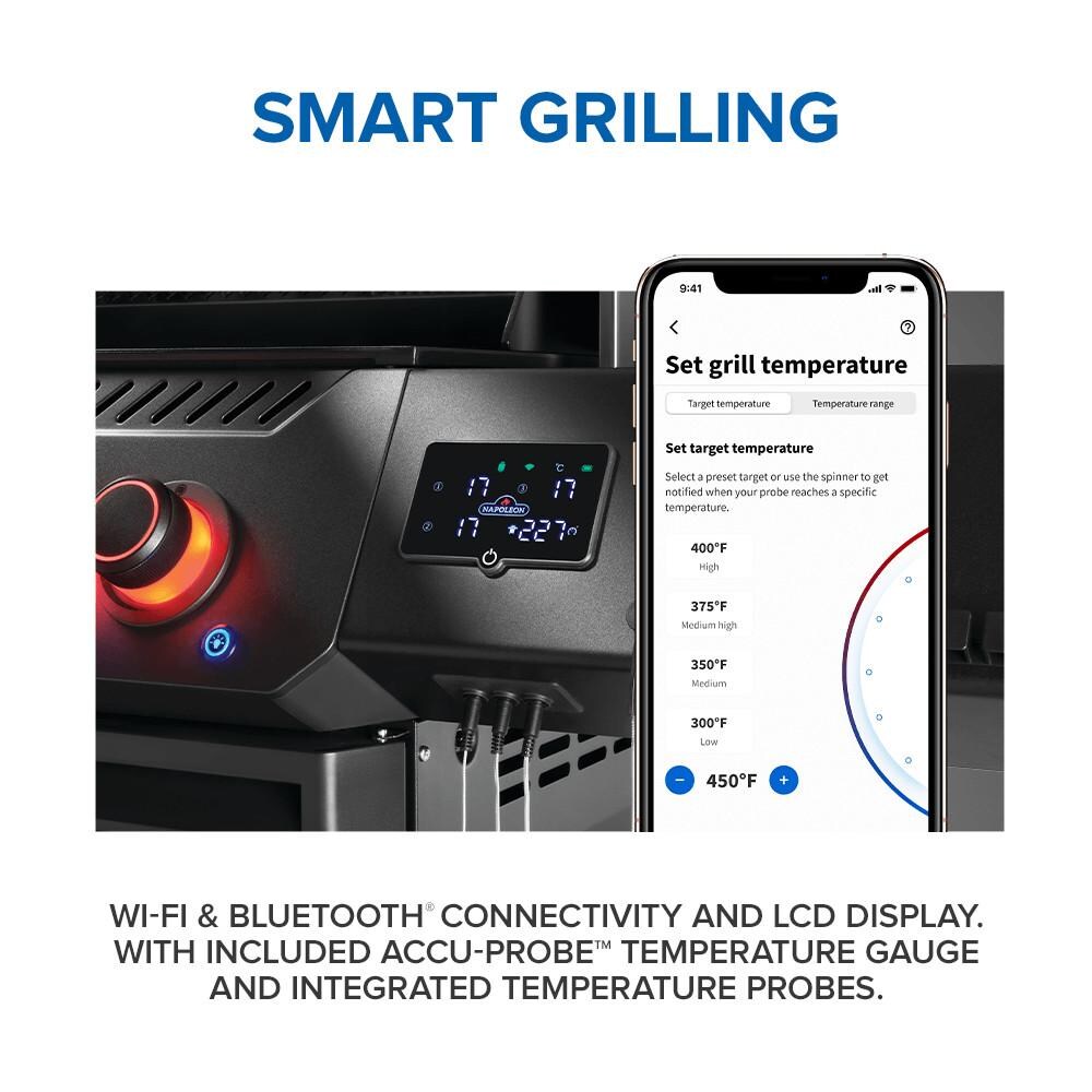 Napoleon P500VXRSIBPK-PHM Phantom Prestige 500 Connected Propane Gas Grill w/ Infrared Side & Rear Burner - Black - App - Detail