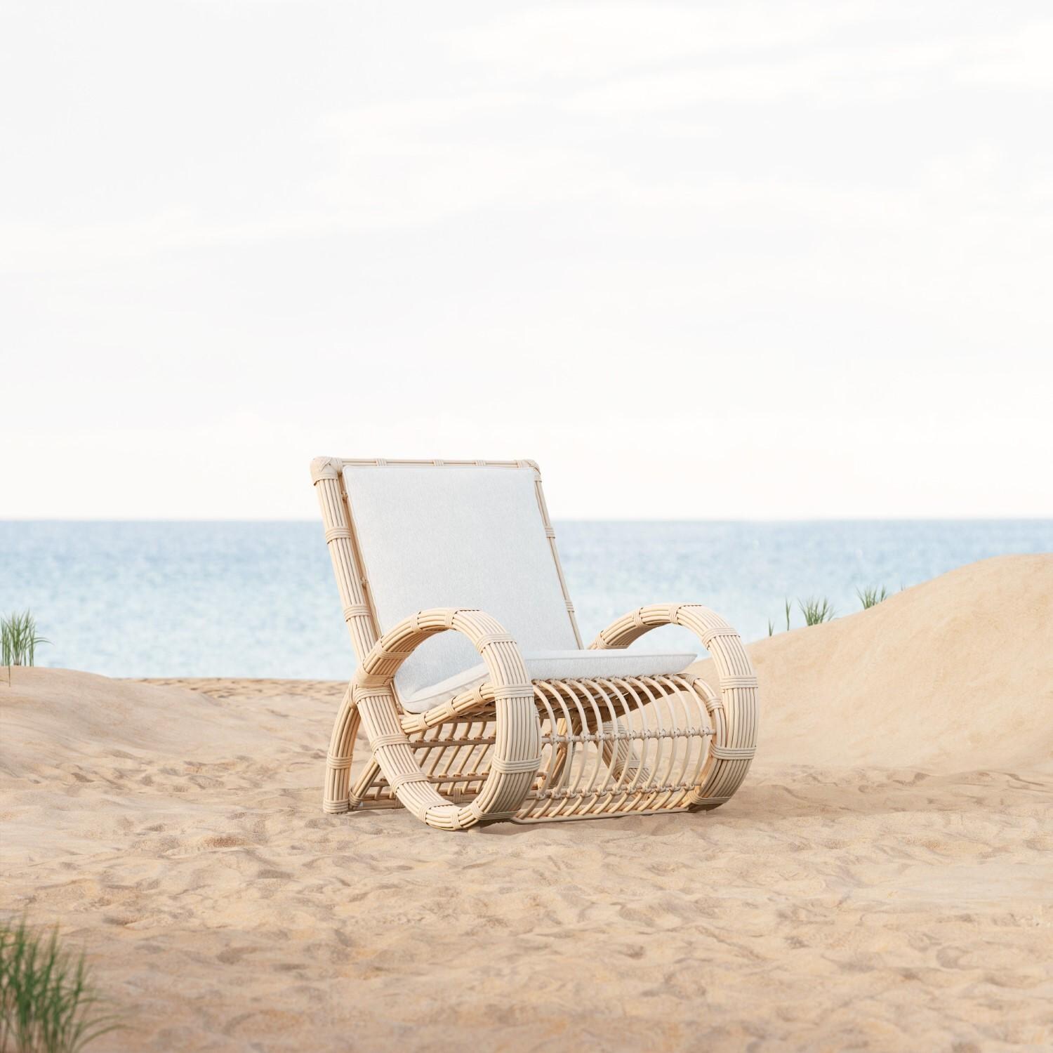 Azzurro Living PAL-W05S1-CU Paloma Wicker Club Chair in Almond/Cloud - Hero - Lifestyle thumbnail