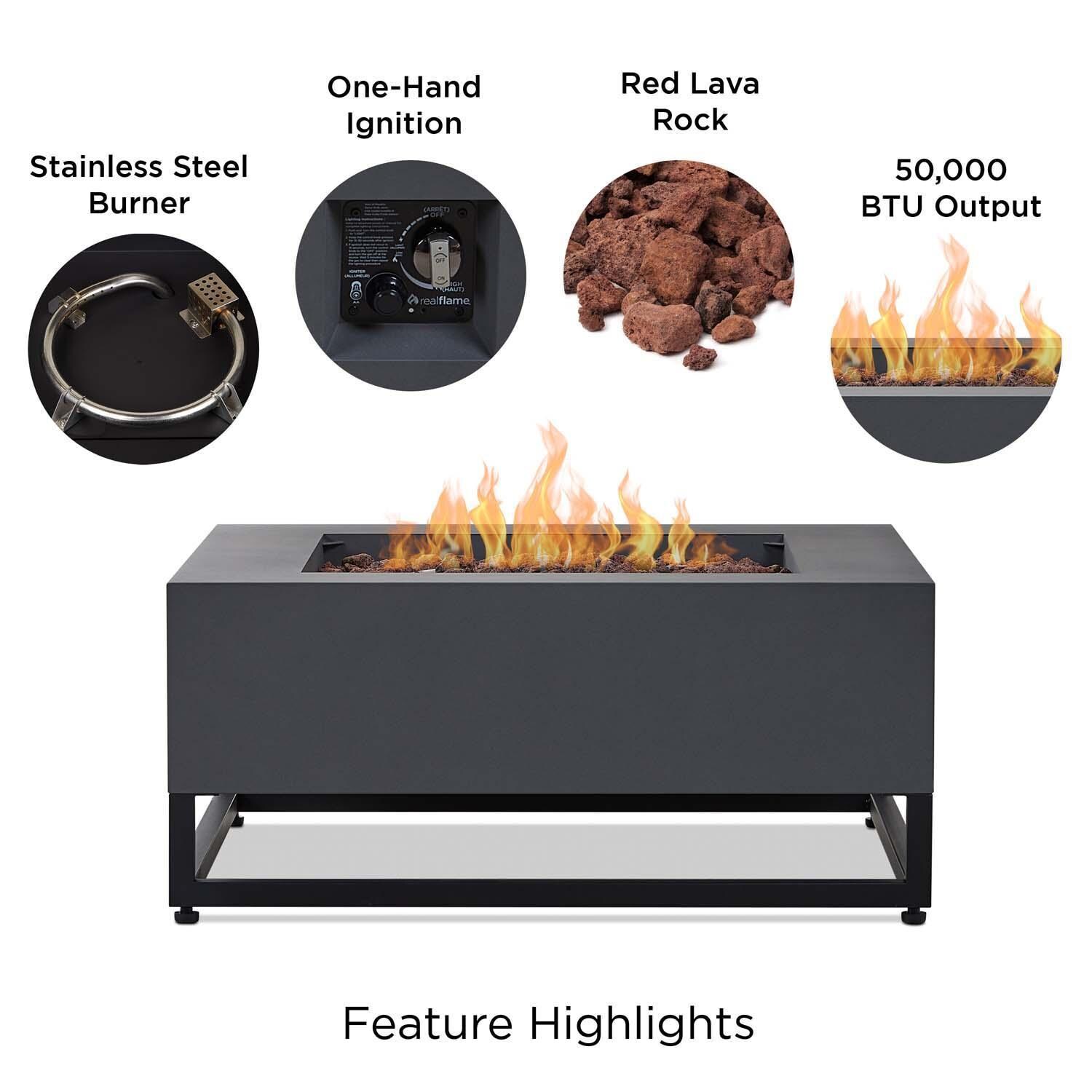 Craft Bay 4 Pc Powder Coated Steel 36 Inch Square Fire Pit in Weathered Slate by Lakeview - Features - White Background thumbnail