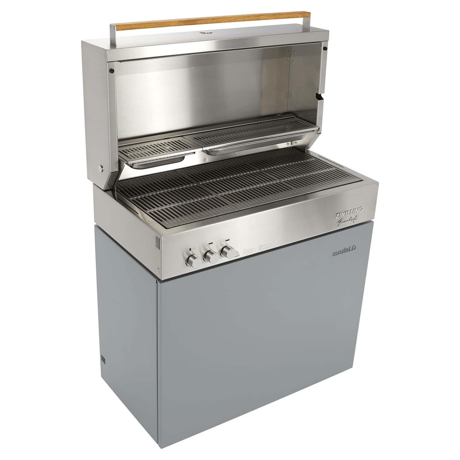 Flammkraft 1029485 Model D Freestanding Grill - Light Grey - White Background thumbnail