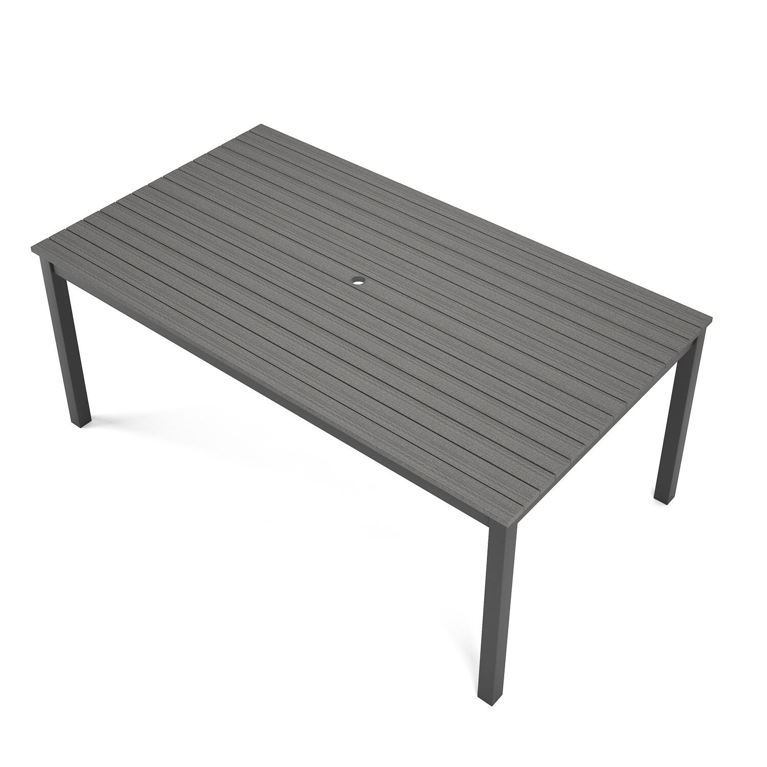 Lakeview 6400DC-72X41REC-7PC-CG Cashmire View 7 Pc Aluminum Dining Set in Coastal Gray - Table - White Background thumbnail