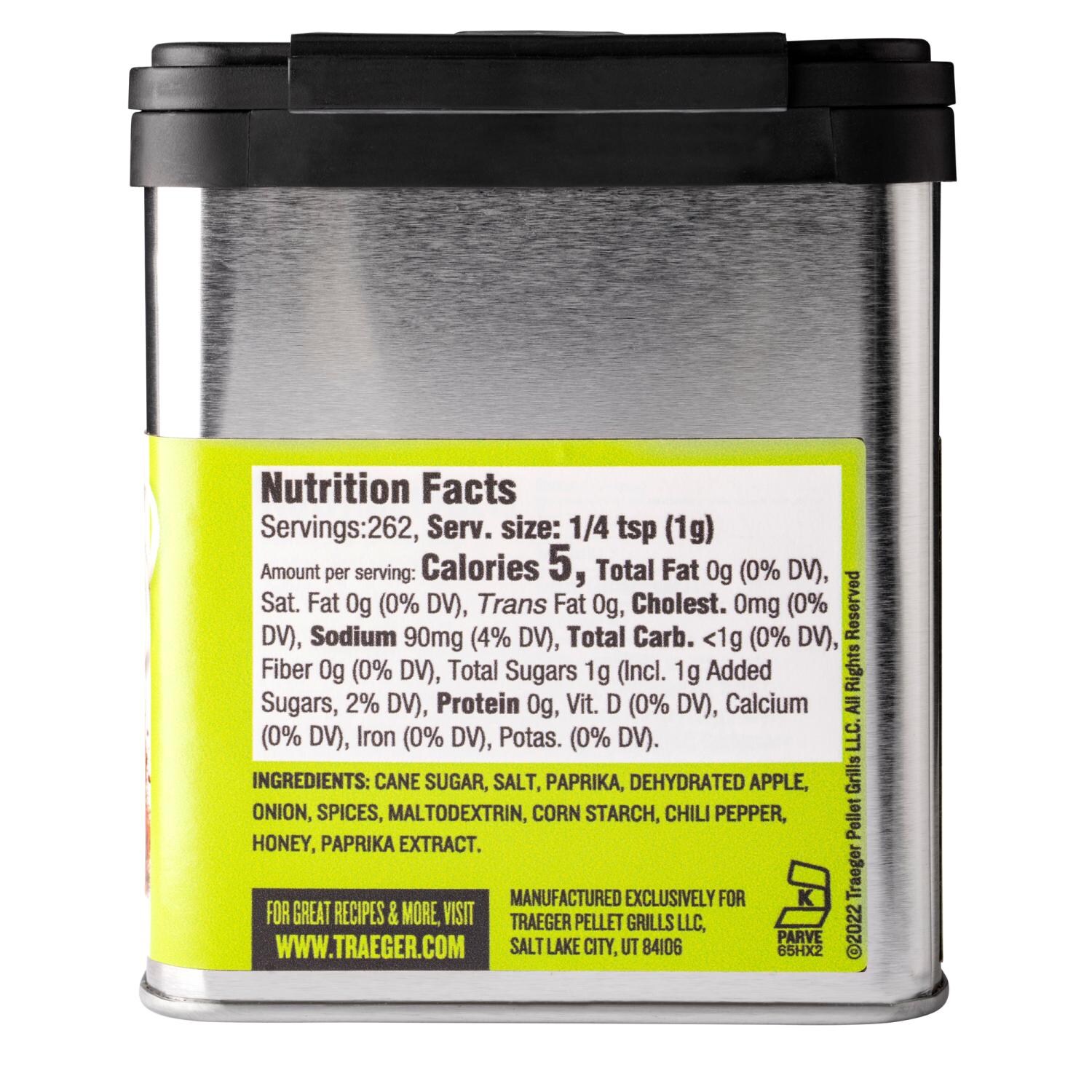 Traeger SPC171 Pork & Poultry Rub - Nutrition Facts - White Background thumbnail