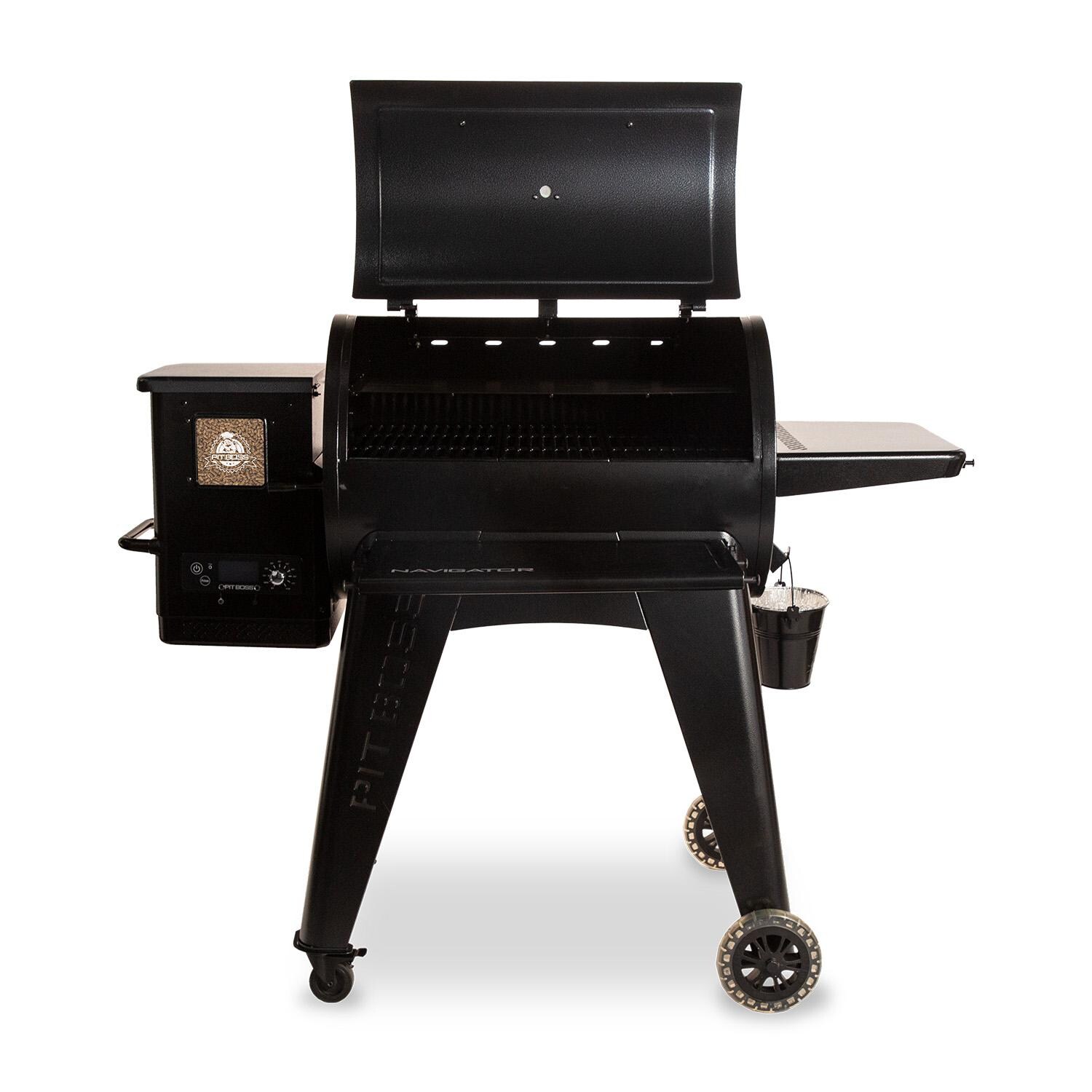 Pit Boss PBPEL085010527 Navigator 850 Wood Pellet Grill W/ Cover & Folding Front Shelf - Open thumbnail