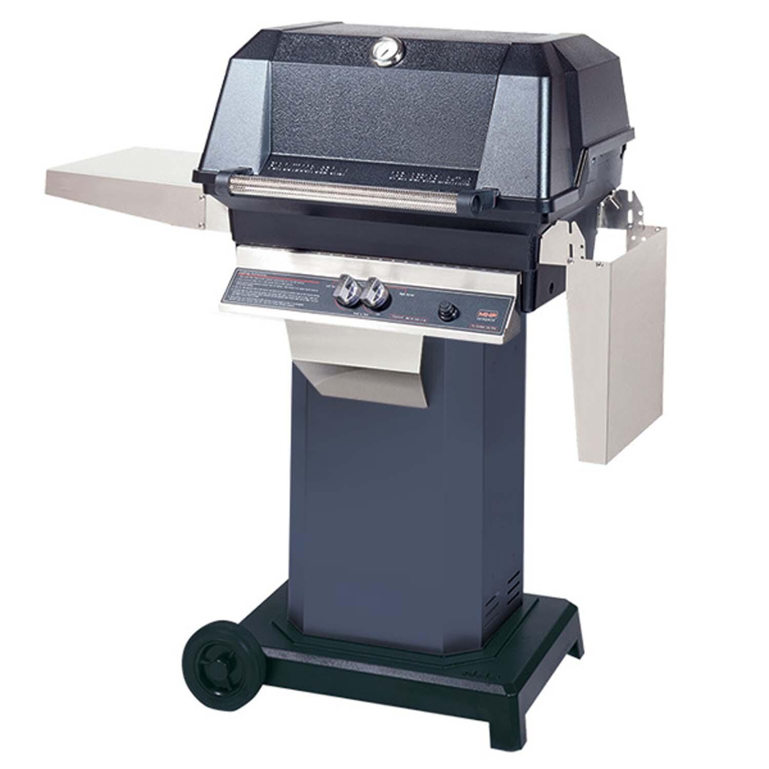 MHP WNK Propane Grill Head w/ Drop Down Shelves on Chicago Blues Grill Column w/ Portable Base