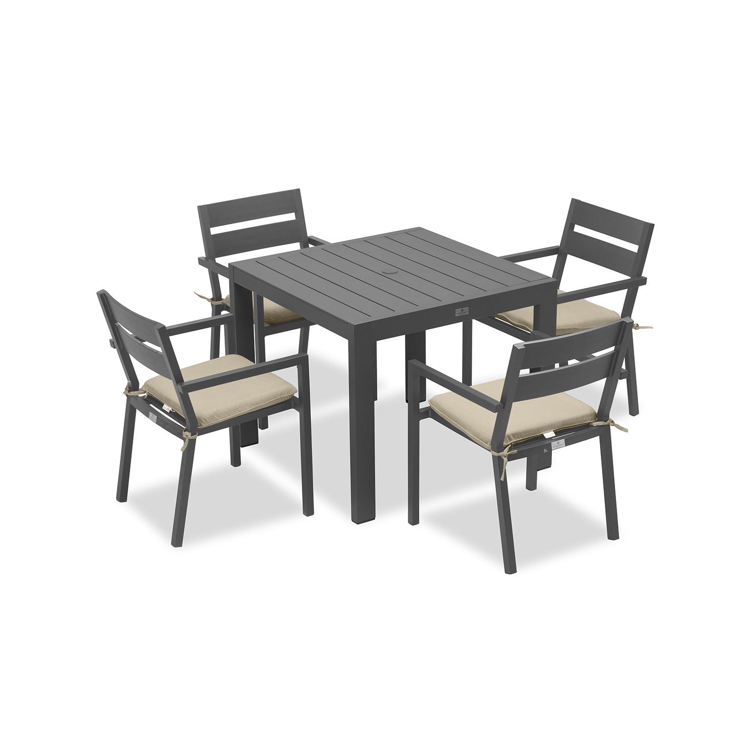 Calm Bay Classic 5 Pc Square Dining Set in Slate/Canvas Flax by Lakeview - White Background thumbnail