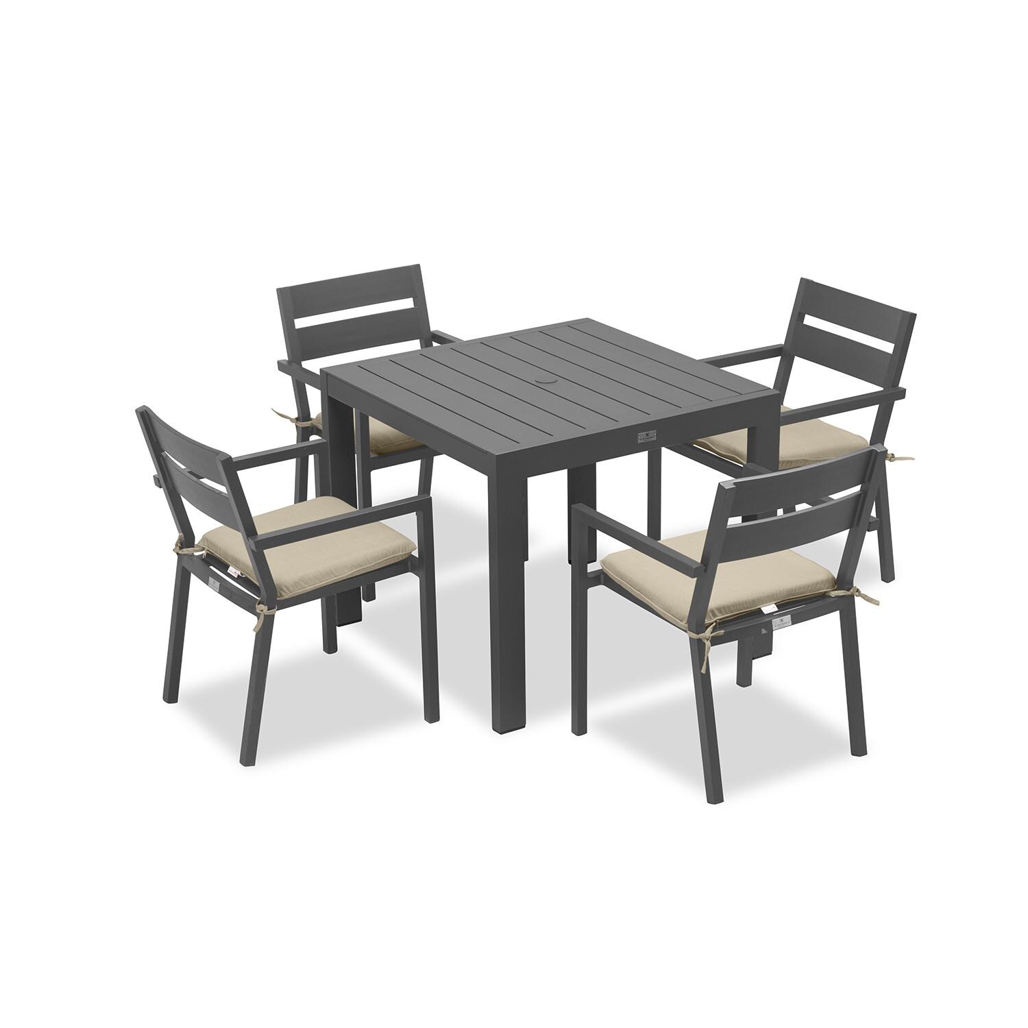 Calm Bay Classic 5 Pc Square Dining Set in Slate/Canvas Flax by Lakeview - White Background thumbnail