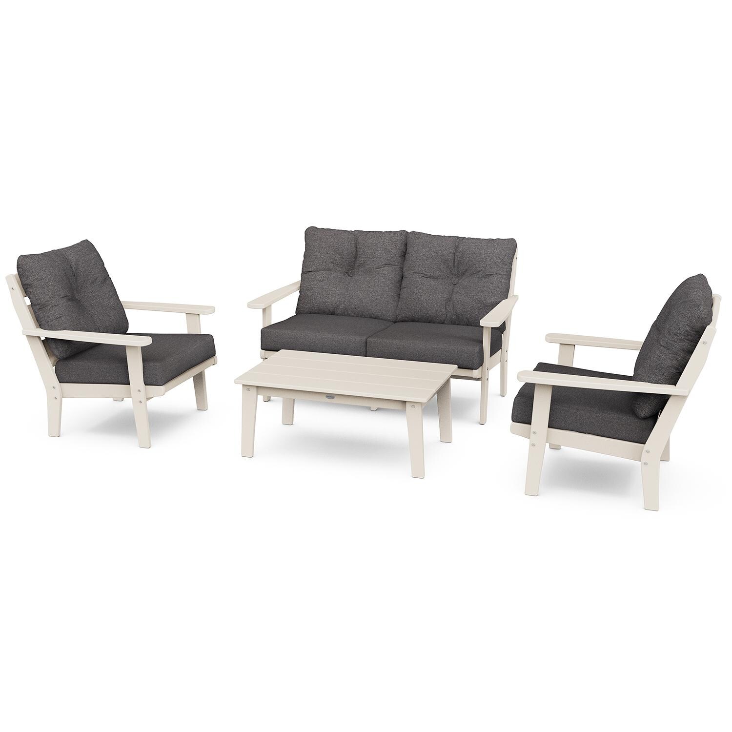 POLYWOOD PWS520-2-SA145986 Lakeside 4-Piece Deep Seating Set - Sand / Ash Charcoal thumbnail