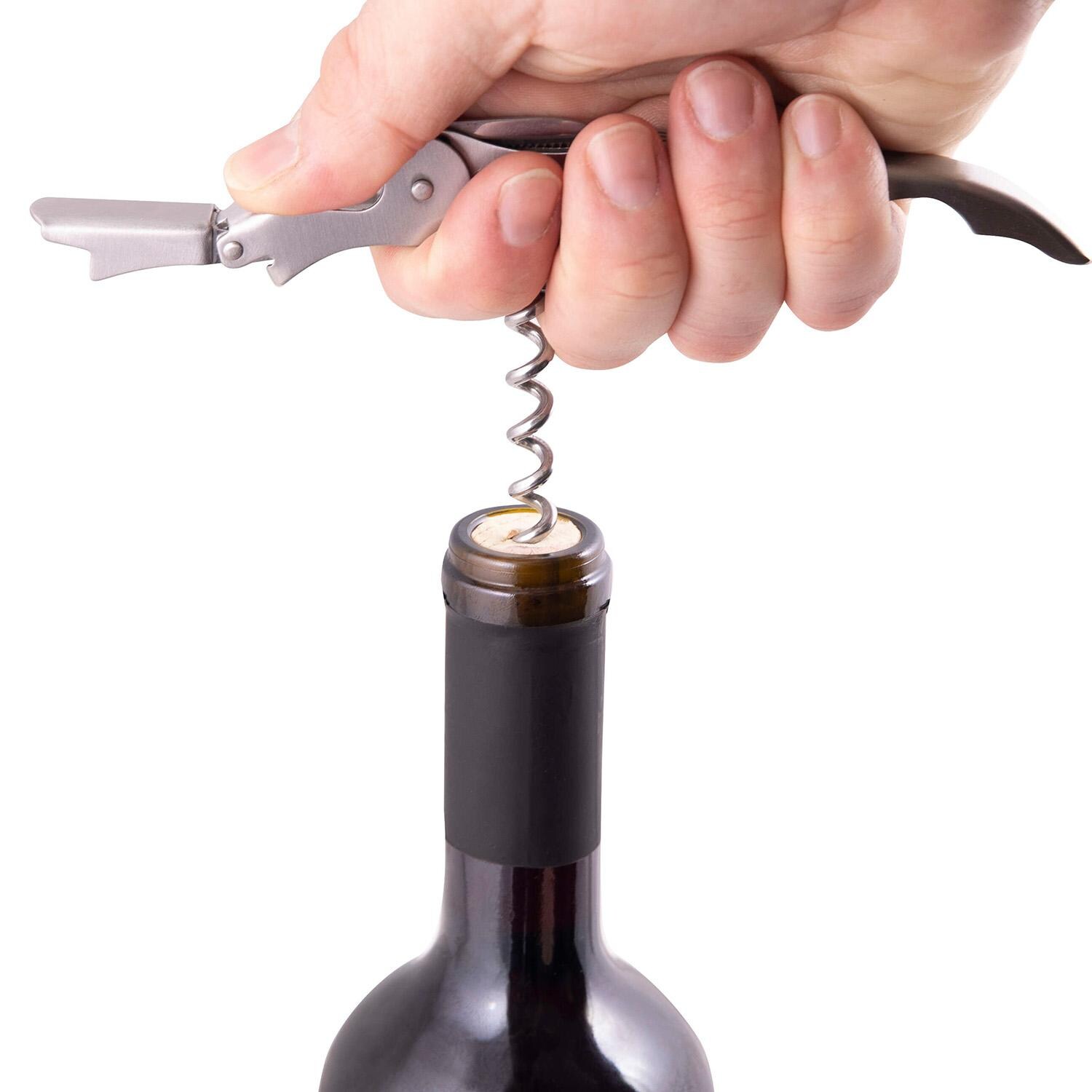 Broil King Wine Bottle Opener - 64006 - Inserting Corkscrew - White Background thumbnail