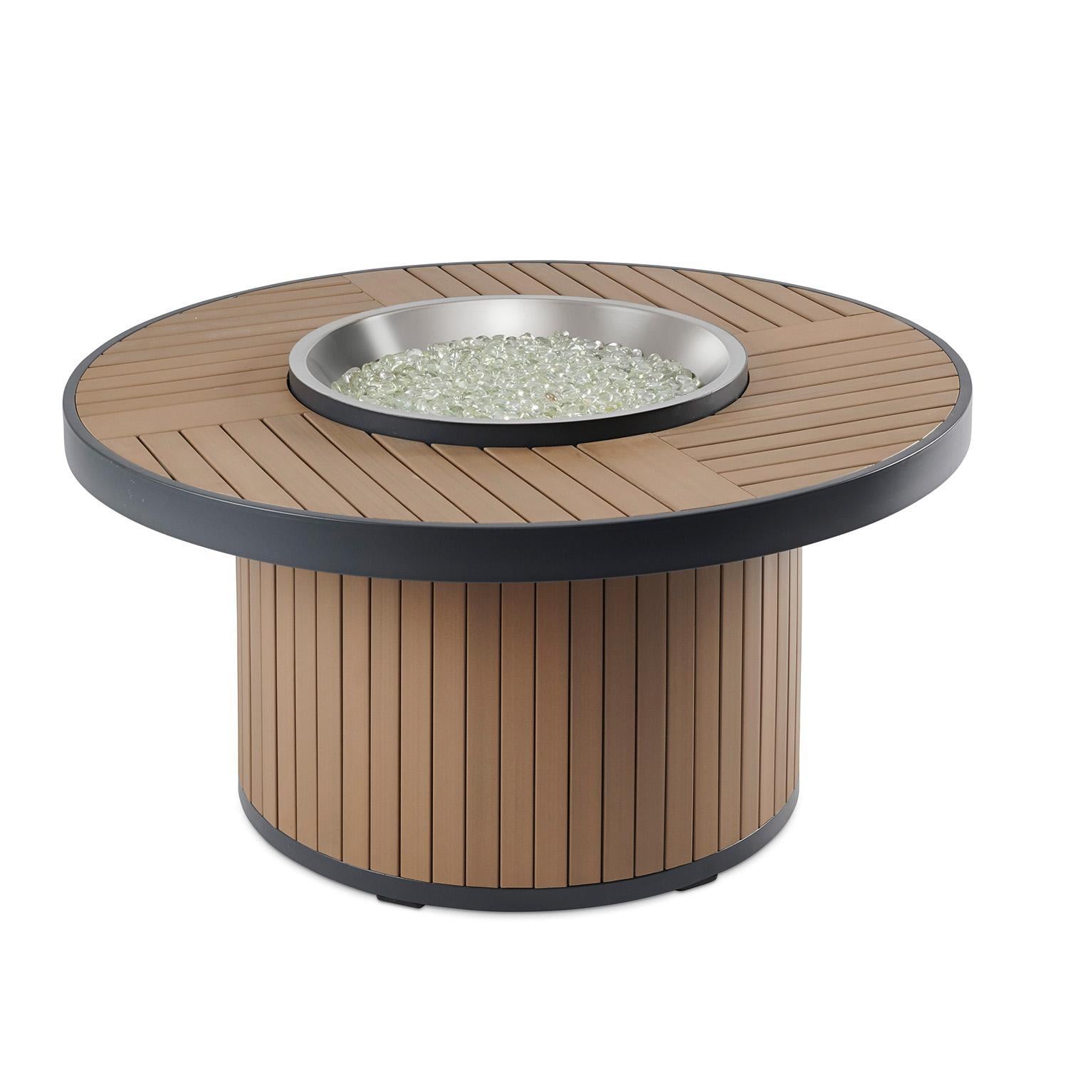 Revere 42-in Round Propane Fire Pit Table in Brown by Lakeview Outdoor Designs - Front - White Background thumbnail