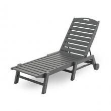 Nautical Recycled Slate Gray Plastic Wood Patio Chaise Lounge W/ Wheels By POLYWOOD