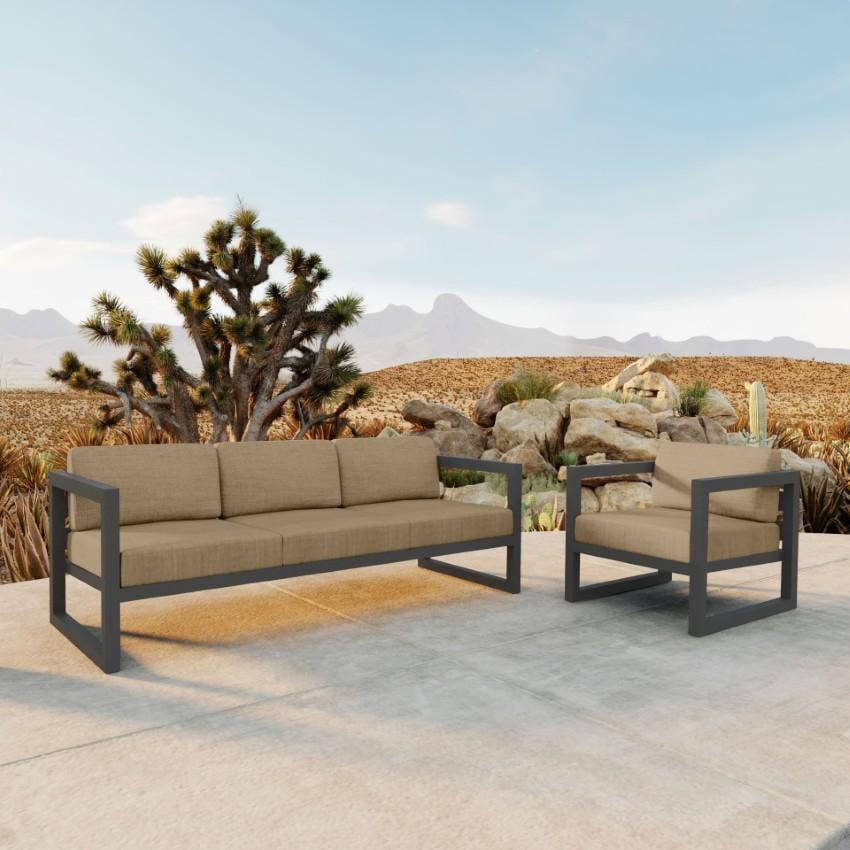 Misty Cove 2 Piece Seating Set In Slate w/Heather Beige Cushions by Lakeview - On the Patio - Lifestyle thumbnail