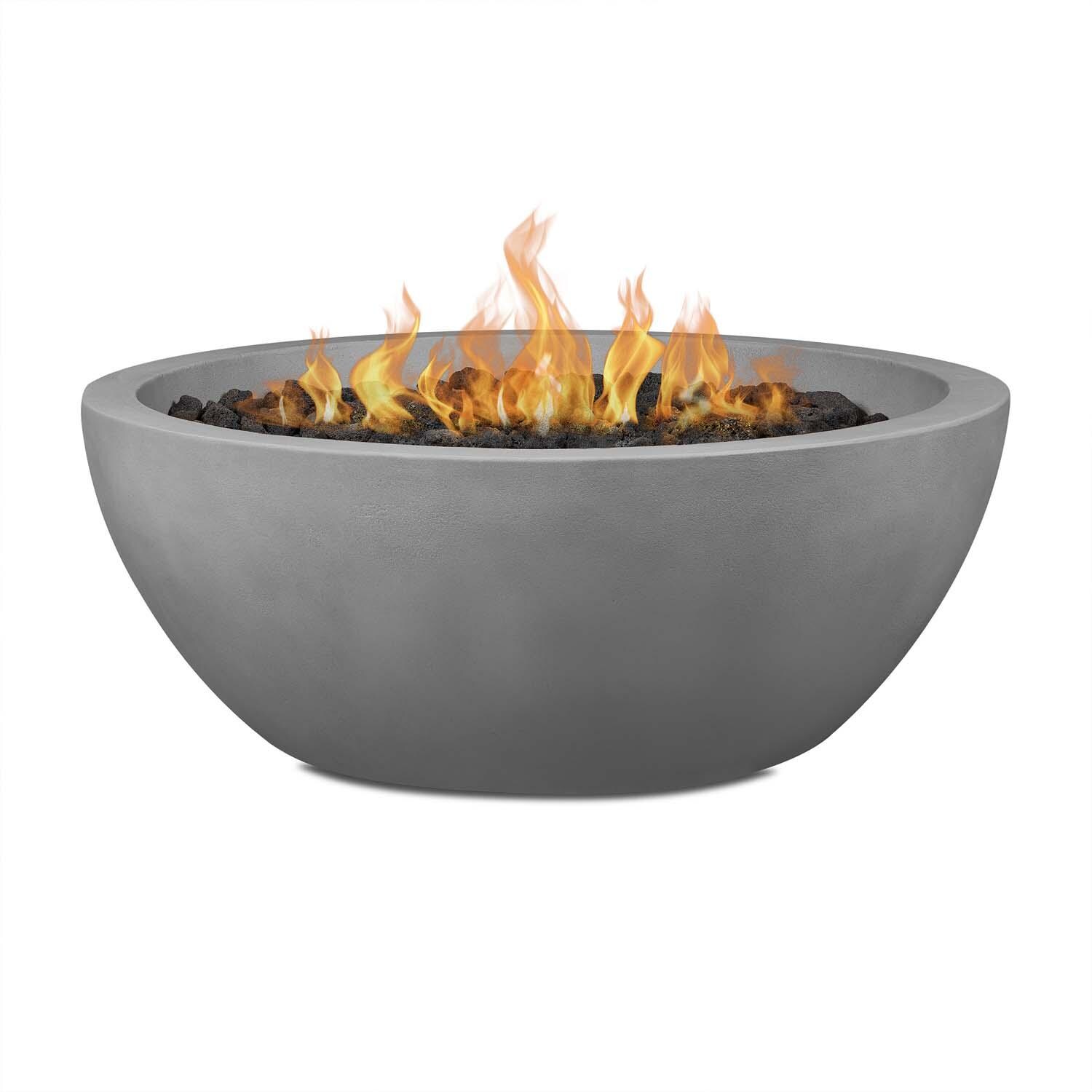 Dustyview 42-in Round Concrete Natural Gas Fire Pit in Ash by BBQGuys Signature - White Background thumbnail