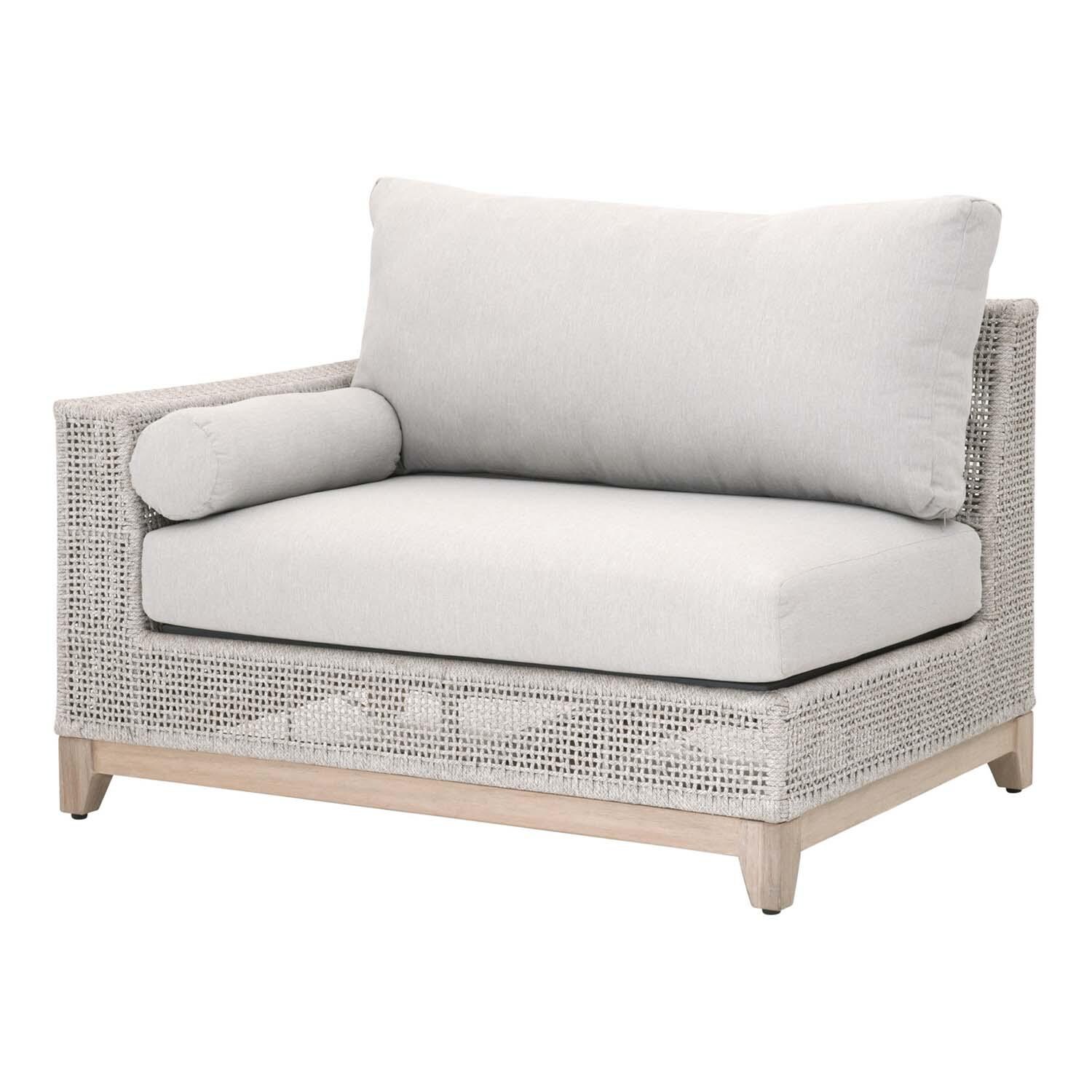 Lakeview Ranch Pointe Woven Rope Left Modular Sofa in Taupe & White - Angled View thumbnail
