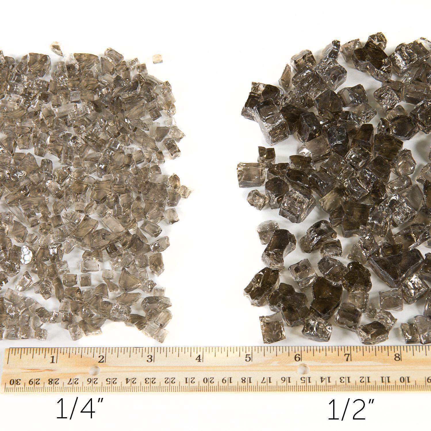 Monochrome Gray Fire Glass Size Comparison Chart thumbnail