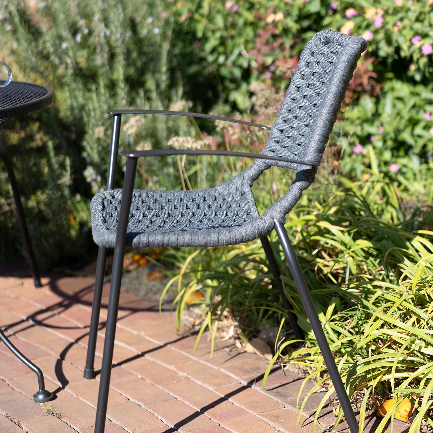 Metro 6 Pc Iron Dining Chair in Grey / Grey Rope - Side - Lifestyle thumbnail