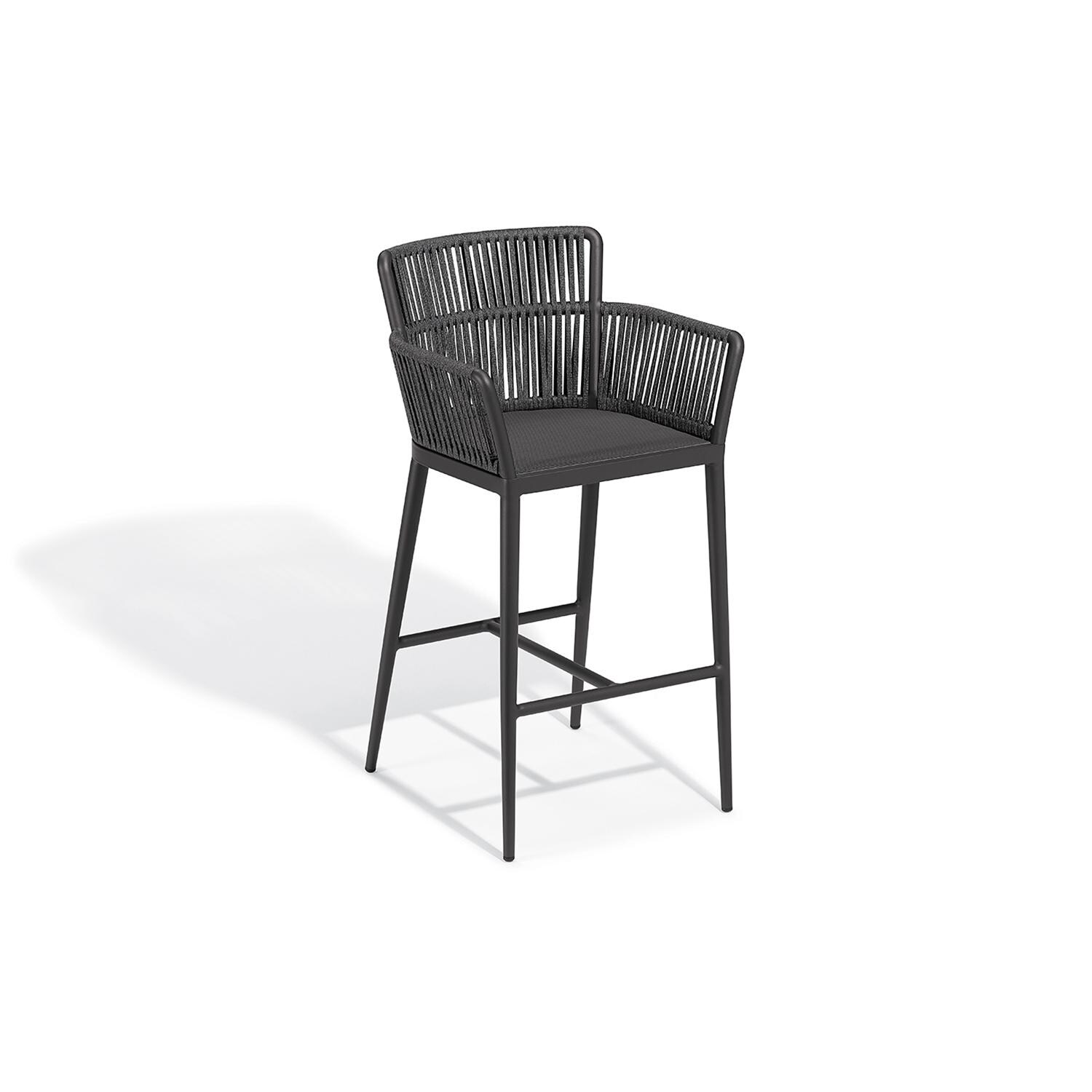 Oxford Garden Nette Olefin Rope & Aluminum Bar Stool W/ Ninja Sling Seat in Carbon/Pewter thumbnail