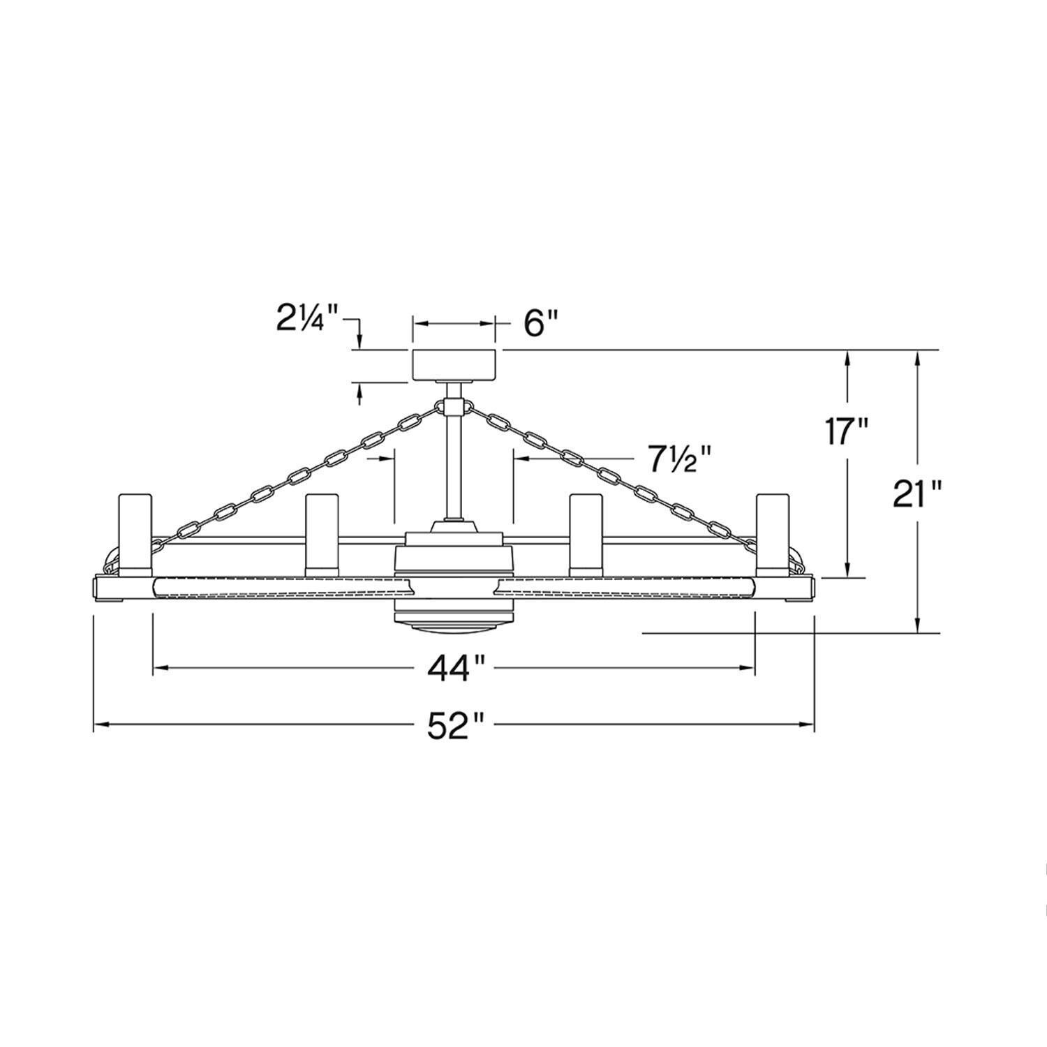 Hinkley Lighting 906144FMM-LWD Sawyer 52-in Indoor / Outdoor Smart Fandelier w/ 44-in Fan & LED Lighting - Metallic Matte Bronze - Dimensional thumbnail