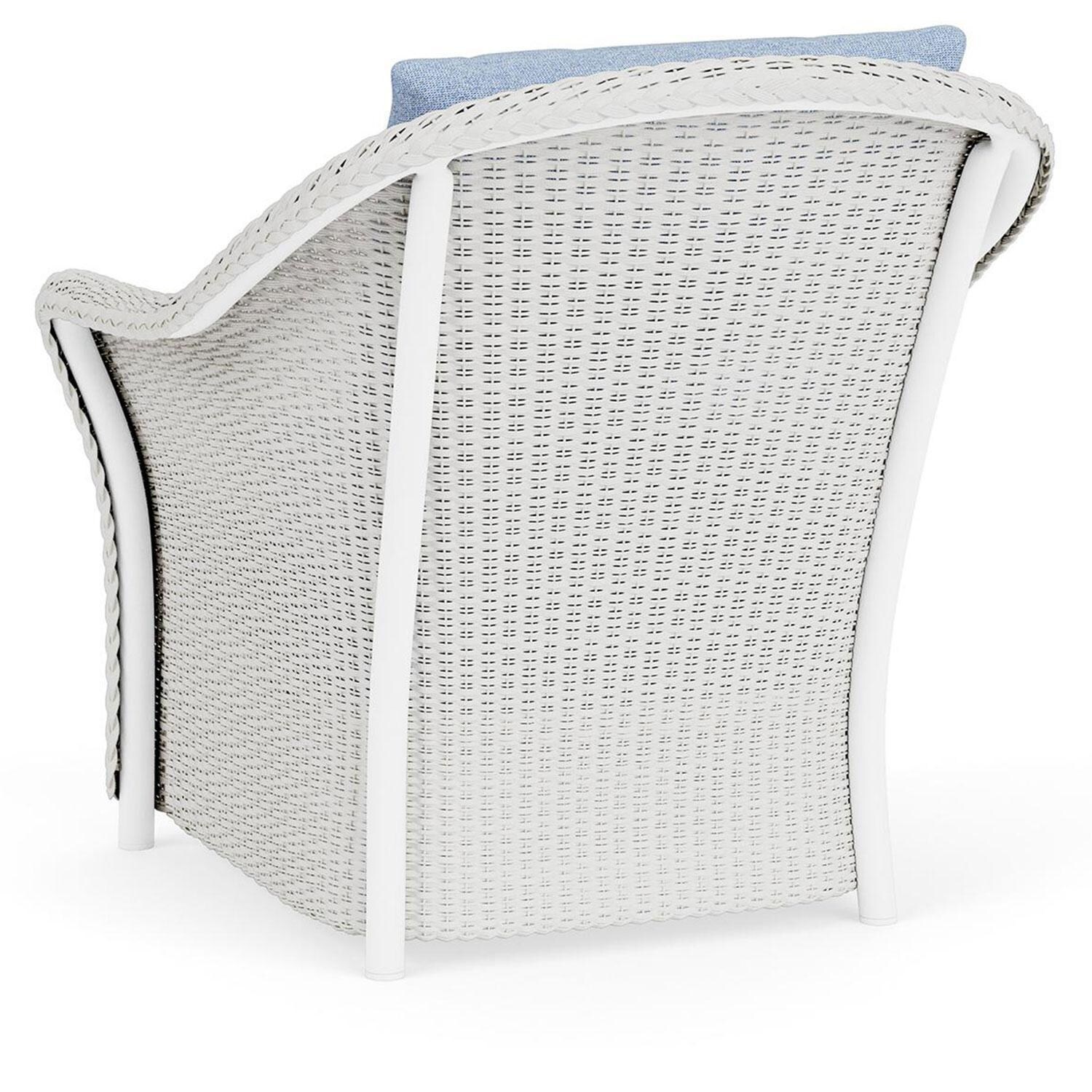 Lloyd Flanders Weekend Retreat Lounge Chair in Matte White Finish W/ Demo Skyway Fabric - Back Left thumbnail