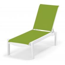 Leeward MGP Stacking Chaise Lounge With Sling Seating By Telescope Casual - Textured Snow/Lime