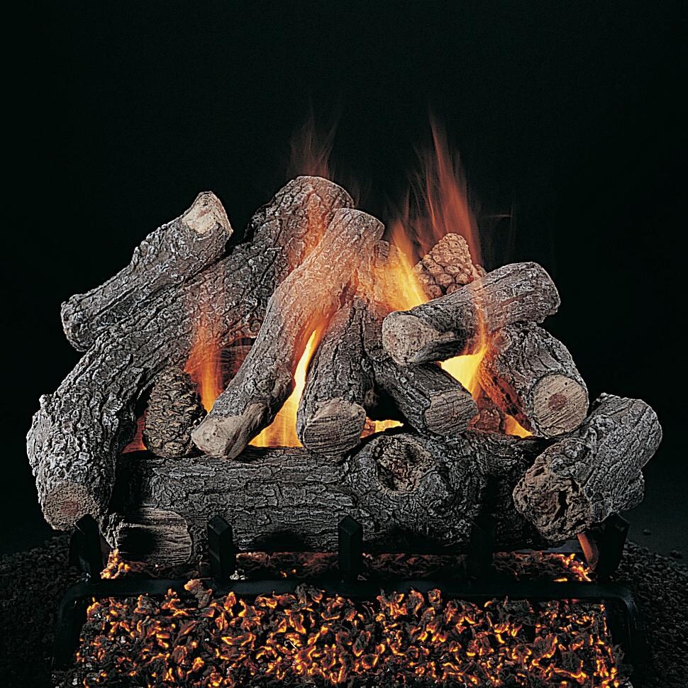 Rasmussen 30-Inch Bonfire Gas Log Set With Vented Natural Gas LC Multi-Burner With Grate - Variable Flame Remote image