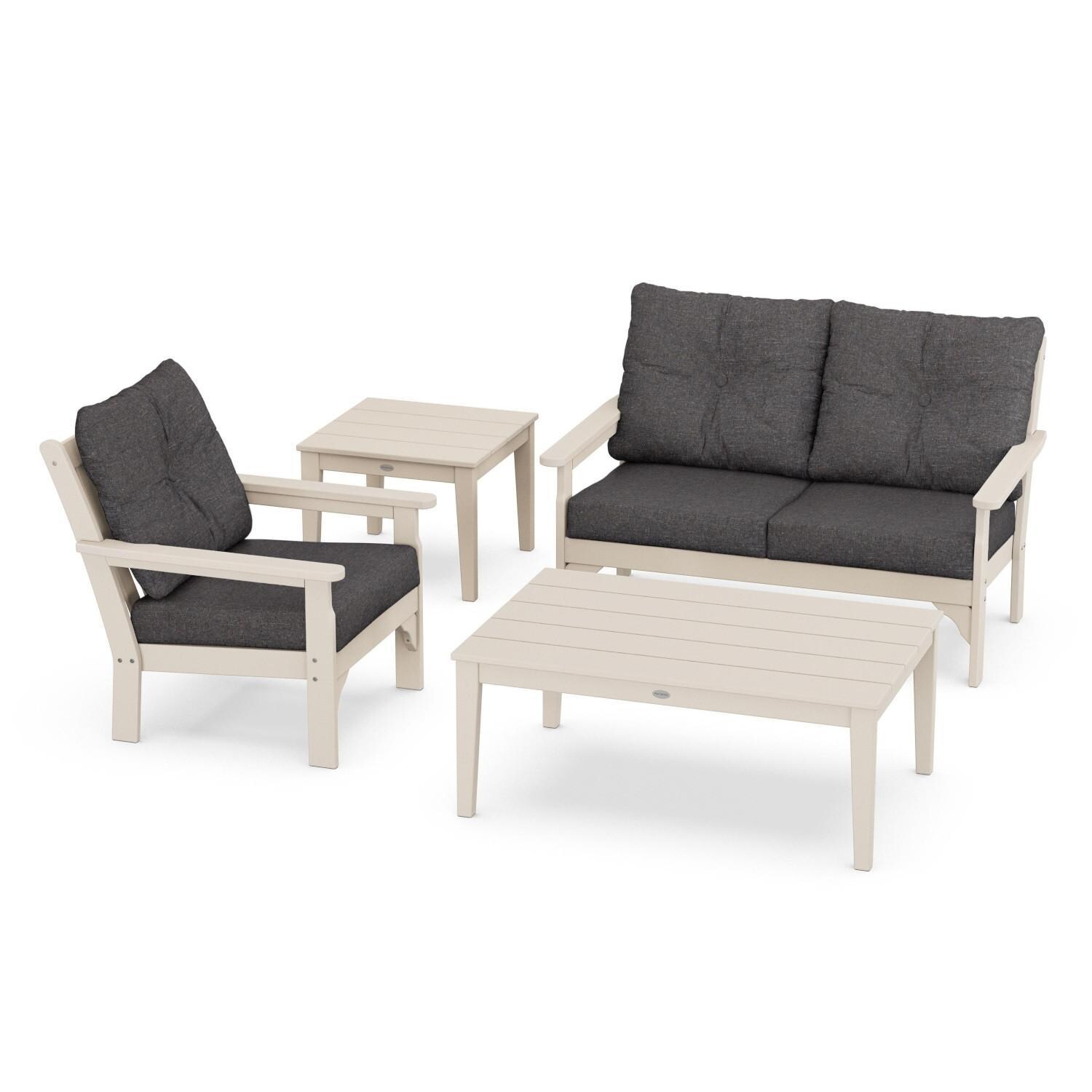 POLYWOOD Vineyard Sand & Ash Charcoal 4-Piece Deep Seating Set thumbnail