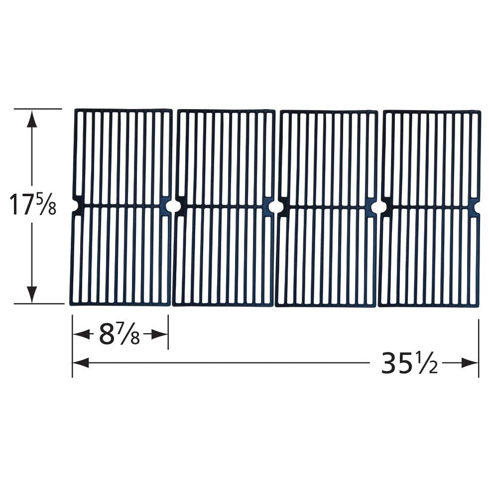 Matte Cast Iron Rectangle Cooking Grid - 64104 - Dimensions thumbnail